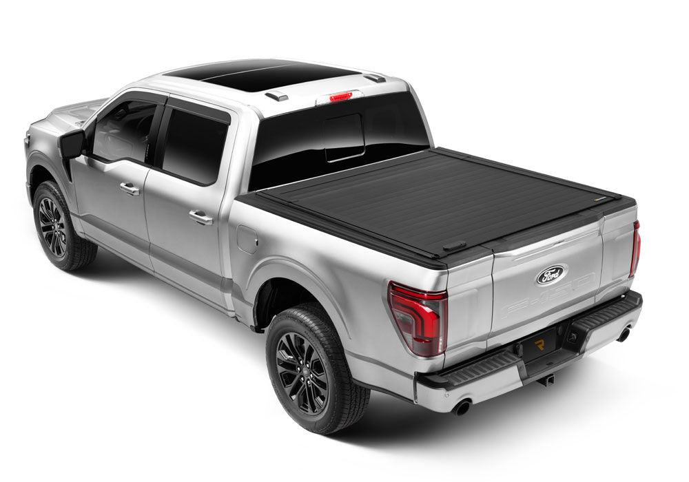 RetraxPRO with EZ-Off FRC-4000 Retractable Tonneau Cover Industrial Strength Aluminum Construction 2022-2026 Toyota Tundra CrewMax 5' 7 inch Bed with Deck Rail System without Trail Special Edition Storage Boxes