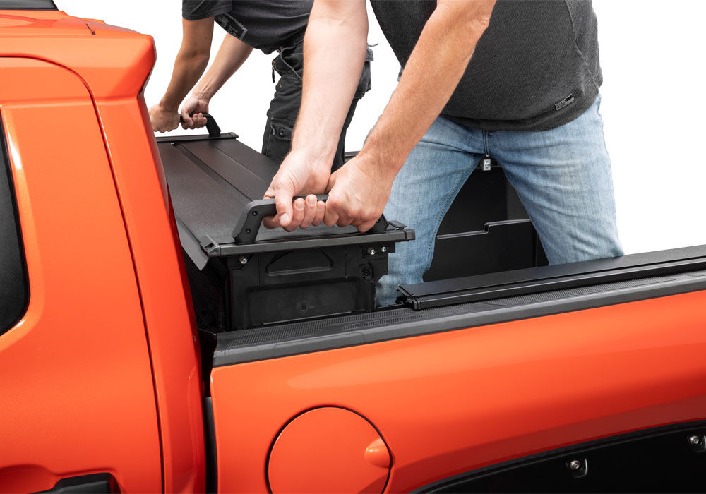 RetraxPRO with EZ-Off FRC-4000 Retractable Tonneau Cover Industrial Strength Aluminum Construction 2022-2026 Toyota Tundra CrewMax 5' 7 inch Bed with Deck Rail System without Trail Special Edition Storage Boxes