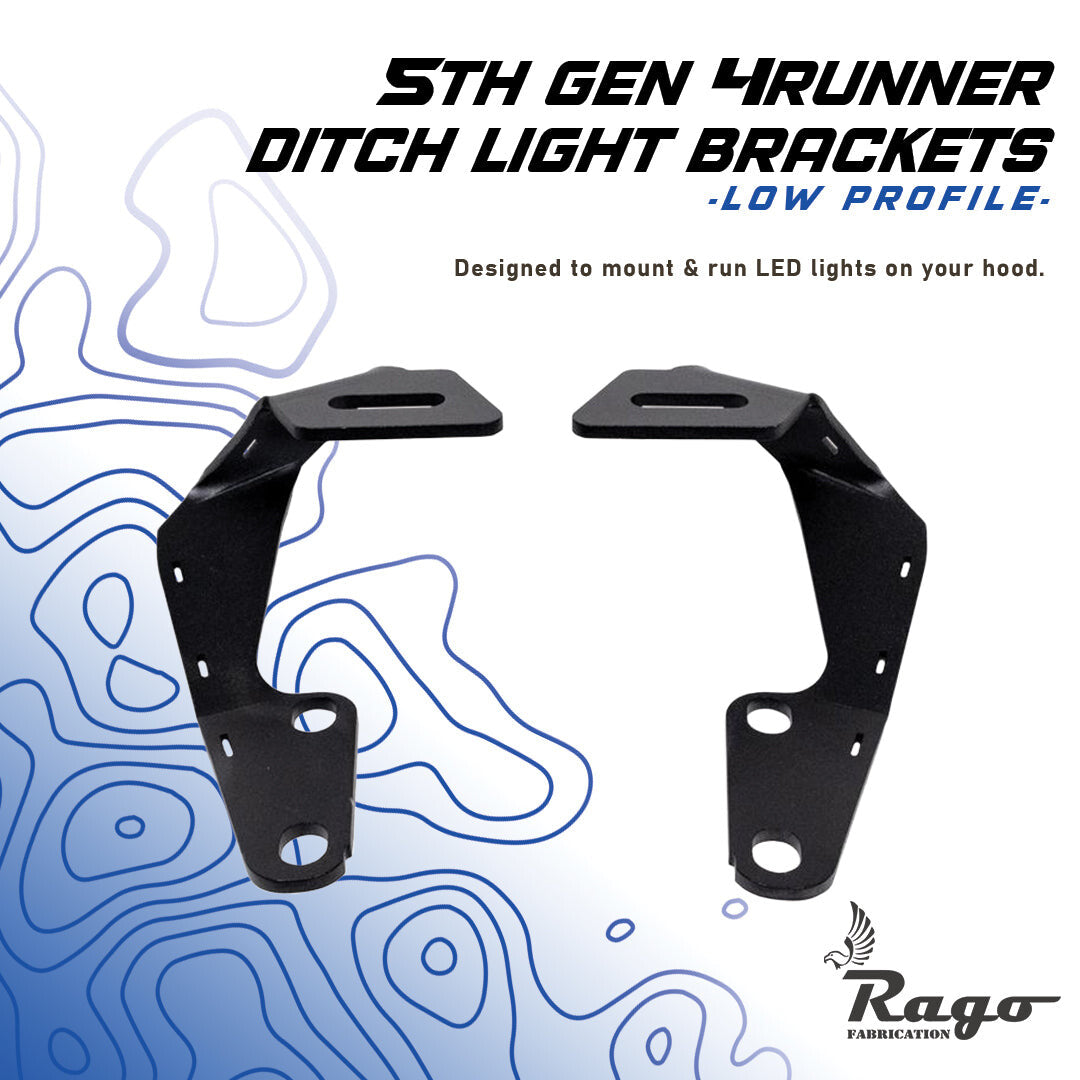 2010-2023 5th Gen Toyota 4Runner Low Profile Ditch Light Brackets Rago Fabrication