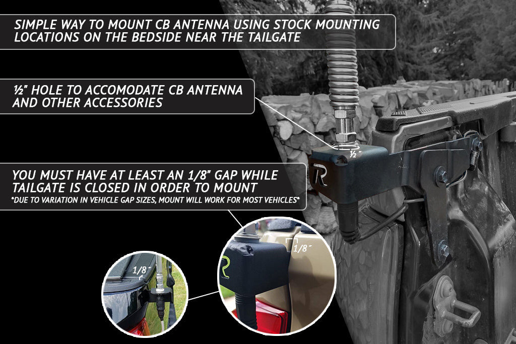 2016-2023 3rd Gen Toyota Tacoma CB Antenna Mount or Whip Flag Mount Passenger Side Rago Fabrication