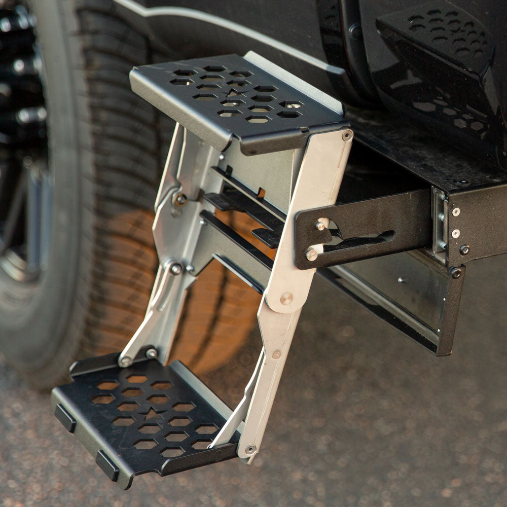 R-STEP 9 Inch Wide For 2017-2022 Ford Super Duty Bed Step Attachment Brackets Drivers Side Behind Rear Tire Rock Slide Engineering