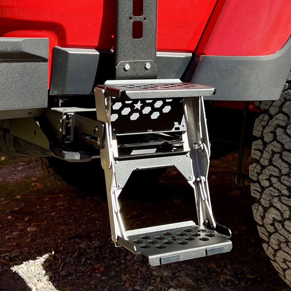 R-STEP 9 Inch Wide For 2020-2023 Jeep Gladiator Bed Step Attachment Brackets Driver Side Behind Rear Tire DIESEL MOTOR Rock Slide Engineering