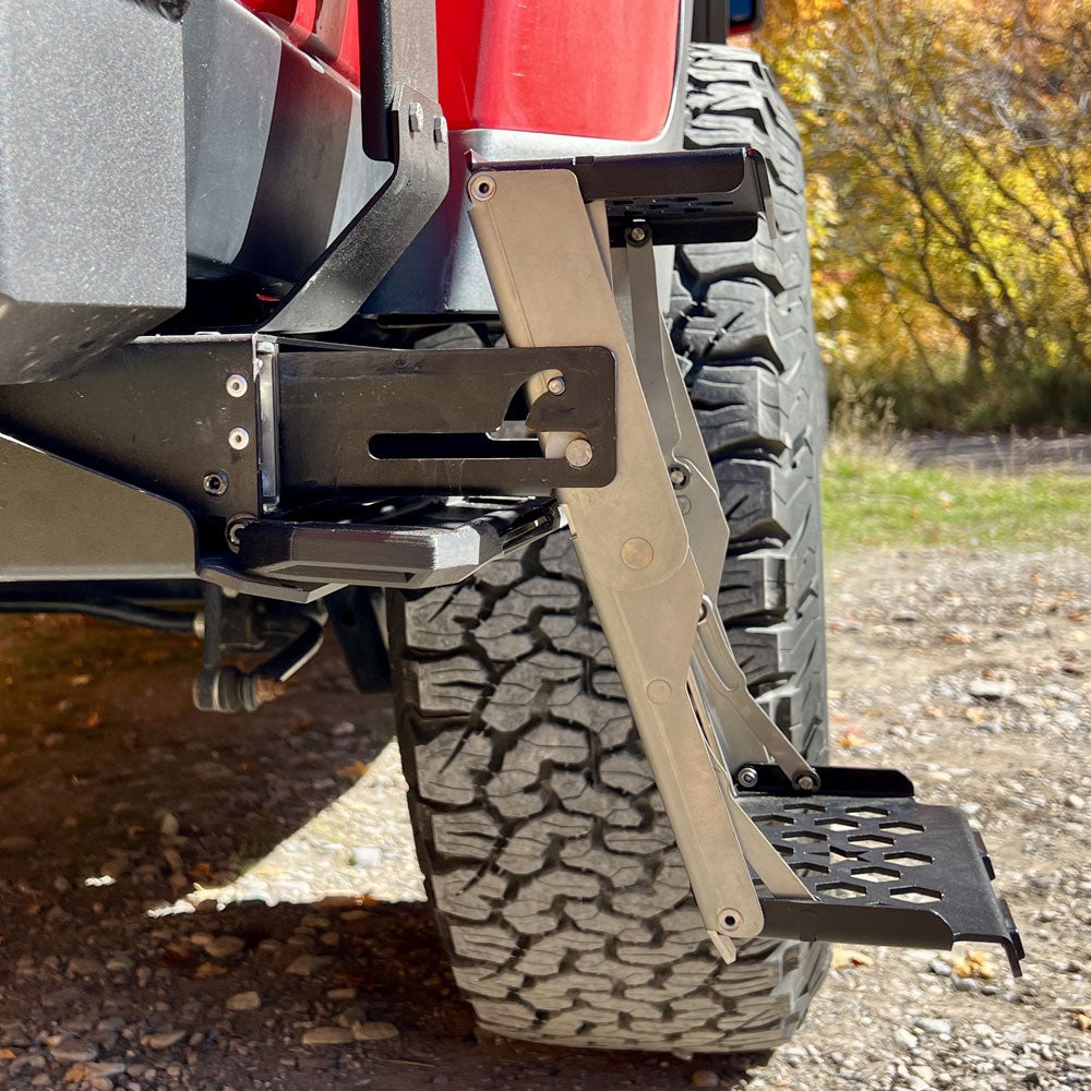 R-STEP 9 Inch Wide For 2020-2023 Jeep Gladiator Bed Step Attachment Brackets Driver Side Behind Rear Tire DIESEL MOTOR Rock Slide Engineering