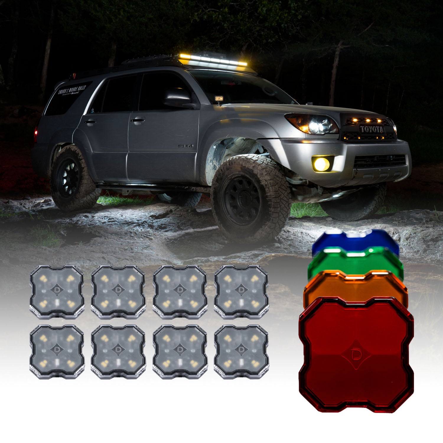 Diode Dynamics Stage Series SXS Rock Light Installer Kit White Diffused M8 (8-pack)