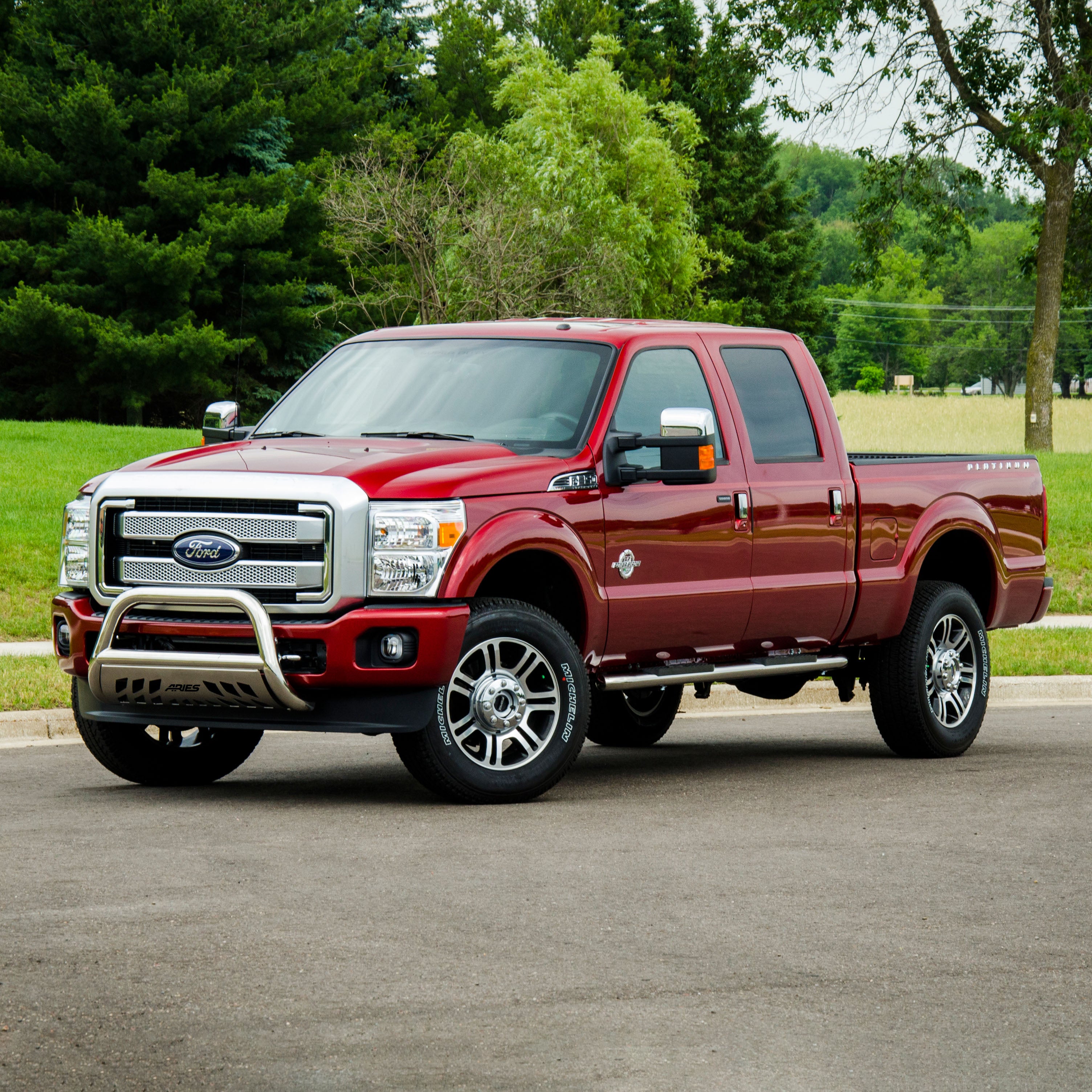ARIES 4" Polished Stainless Oval Side Bars, 1999-2016 Ford F-250/F-350 Super Duty