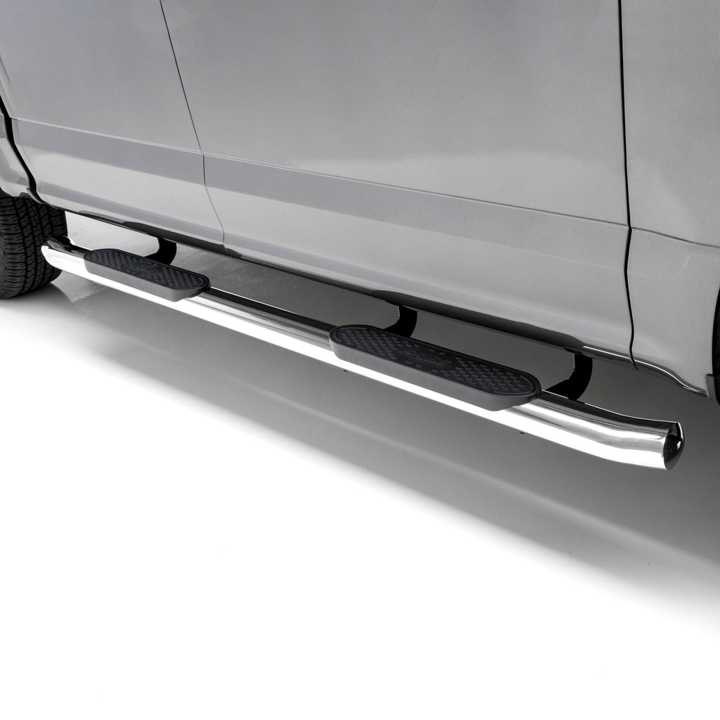 ARIES 4" Polished Stainless Oval Side Bars, 2015-2026 Ford F-150, 2017-2026 Ford F-250/F-350/F-450/F-550 Super Duty, 2022-2025 Ford F-150 Lightning
