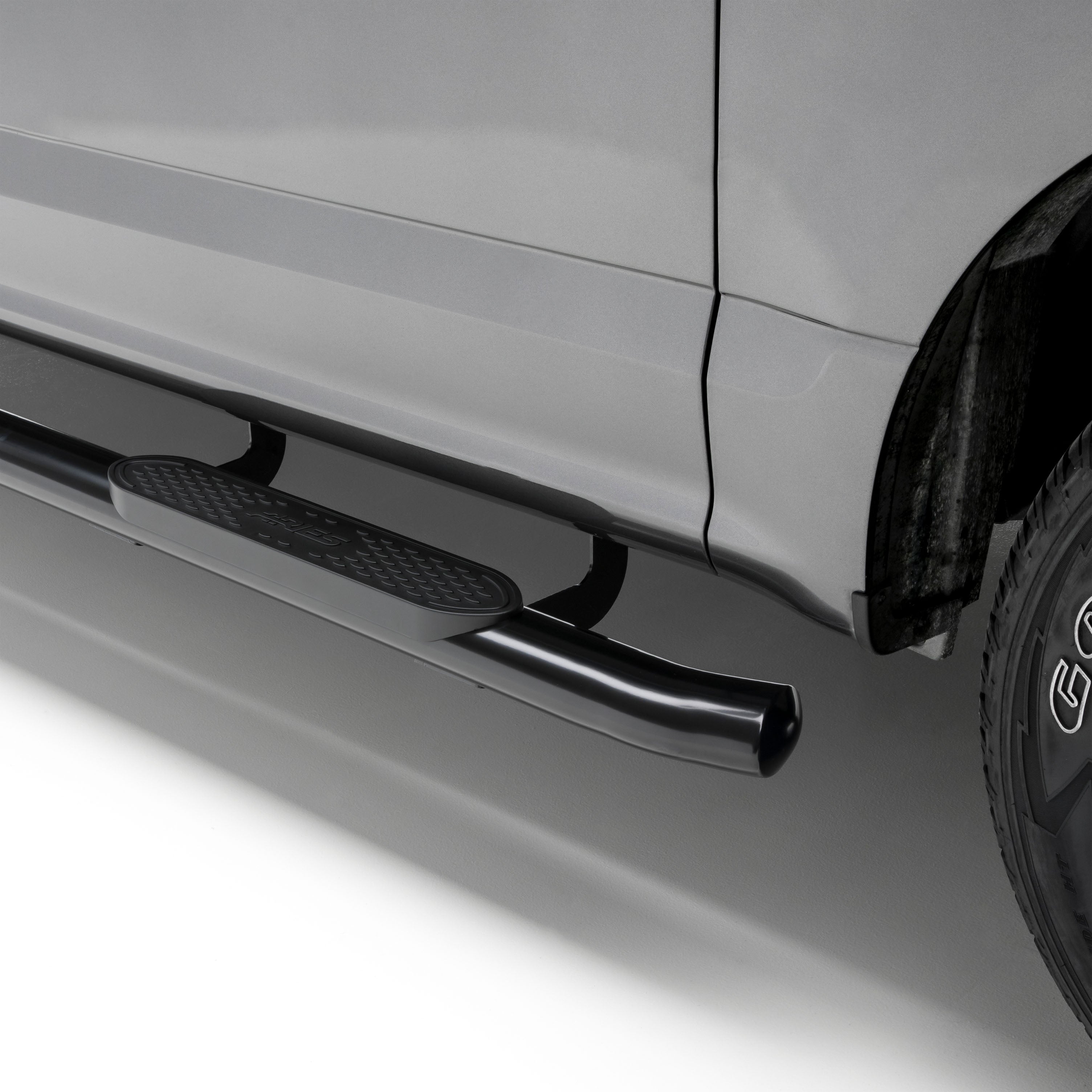 ARIES 4" Black Steel Oval Side Bars, 2015-2026 Ford F-150, 2017-2026 Ford F-250/F-350/F-450/F-550 Super Duty