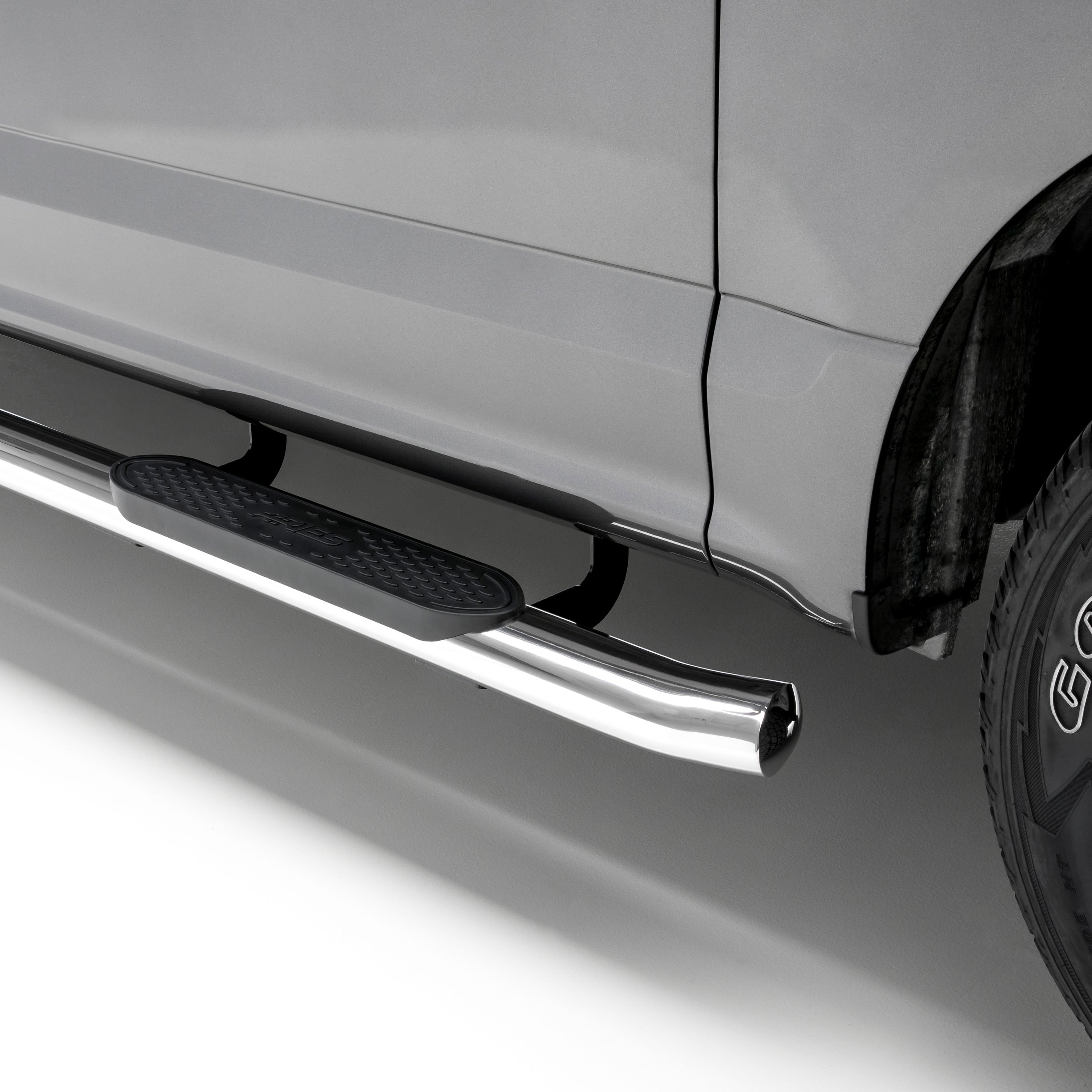 ARIES 4" Polished Stainless Oval Side Bars, 2019-2026 Chevy/GMC Silverado/Sierra 1500, 2020-2026 Chevy/GMC Silverado/Sierra 2500HD/3500HD