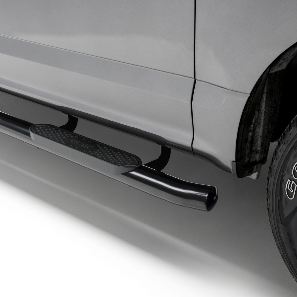ARIES 4" Black Steel Oval Side Bars, 2019-2026 Chevy/GMC Silverado/Sierra 1500, 2020-2026 Chevy/GMC Silverado/Sierra 2500HD/3500HD