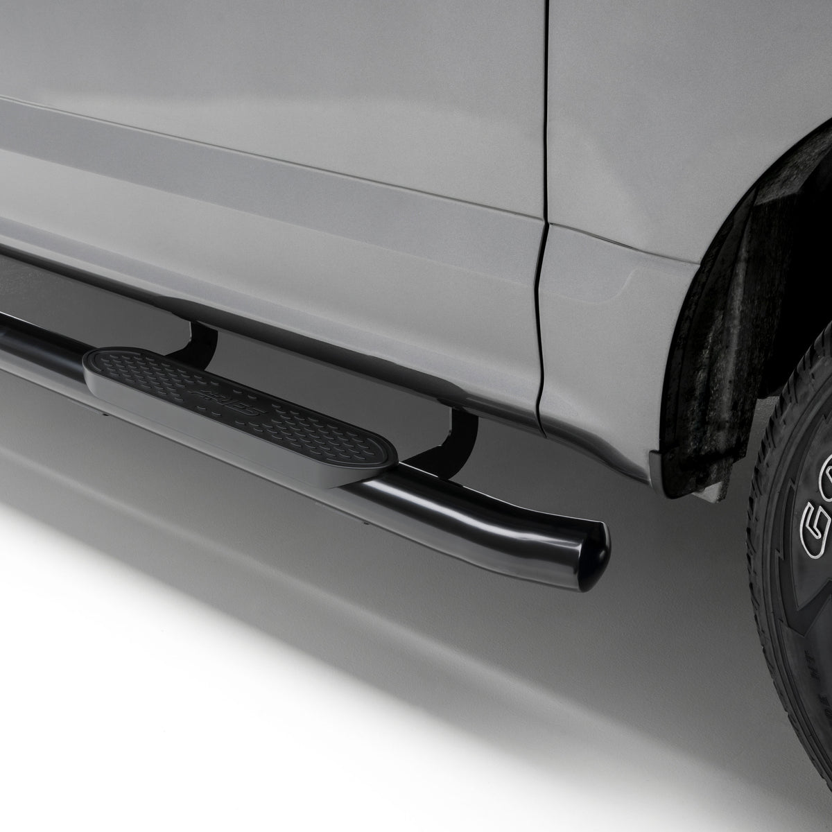 ARIES 4" Black Steel Oval Side Bars, 2019-2026 Chevy/GMC Silverado/Sierra 1500, 2020-2026 Chevy/GMC Silverado/Sierra 2500HD/3500HD