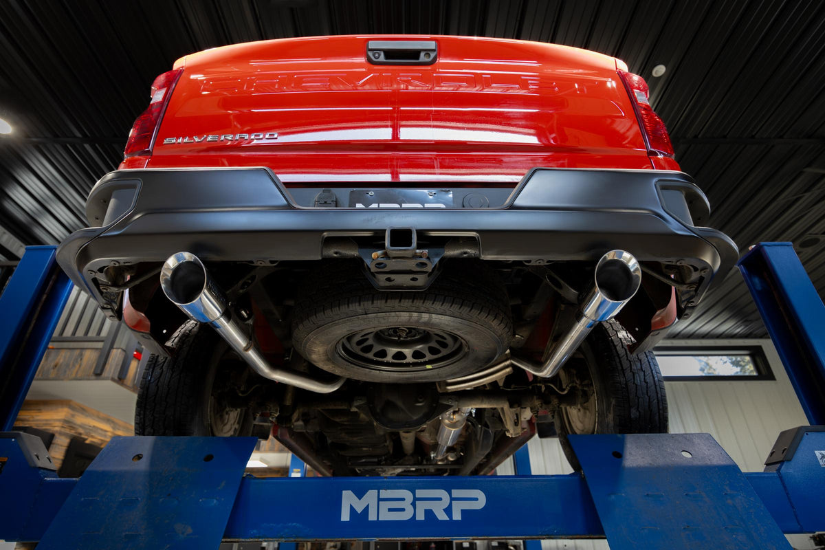 2019-up Silverado/Sierra 1500 2.7L Armor Lite Aluminized Steel 3 Inch Cat-Back, 2.5 Inch Dual Split Rear Exit MBRP