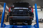 21-Present Chevrolet/GMC Tahoe/Yukon 3 Inch Cat Back Dual Split Rear Exhaust System, Armor Pro T304SS with Quad Carbon Fiber Tips MBRP