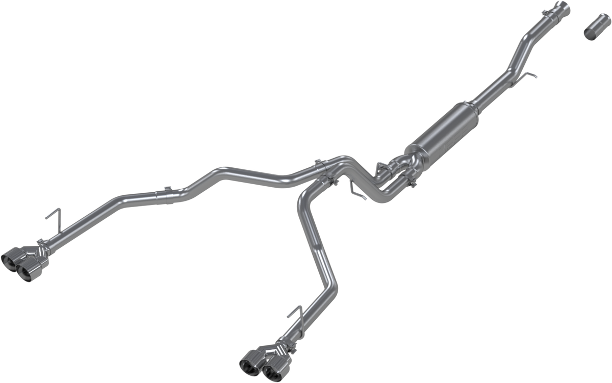 21-Present Chevrolet/GMC Suburban/Yukon XL 3 Inch Cat Back Dual Split Rear Exhaust System, Armor Lite Aluminized Steel with Quad Tips MBRP