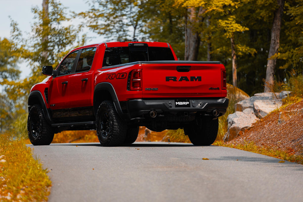 2025-UP Ram 1500 RHO 3.0L HO, Armor Pro 3-Inch Cat-Back Dual Split Rear with Carbon Fiber Tips, MBRP
