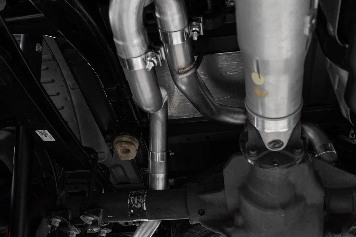 21-Up Ford F-150 Black Coated Aluminized Steel 3 Inch Cat-Back 2.5 Inch Dual Split Rear Exhaust System MBRP