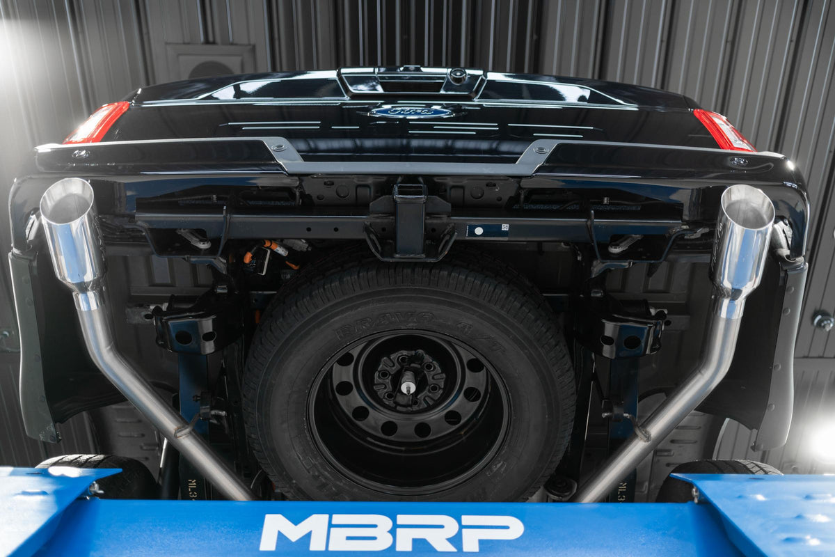 21-Up Ford F-150 Black Coated Aluminized Steel 3 Inch Cat-Back 2.5 Inch Dual Split Rear Exhaust System MBRP