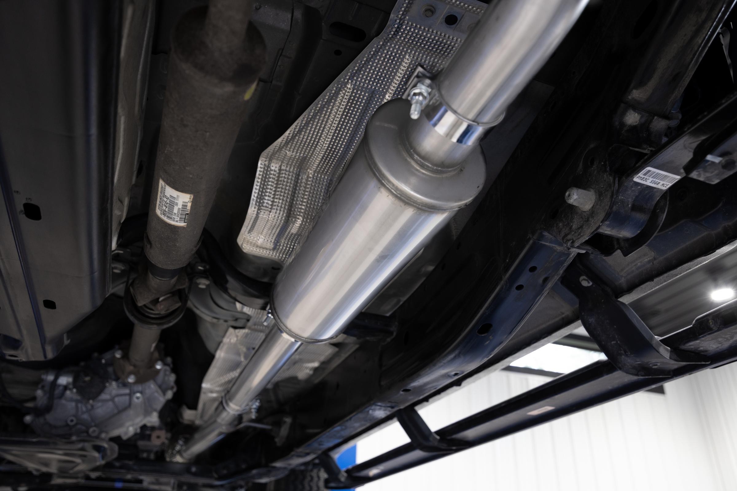 2024-Up Ford Ranger 2.3L Ecoboost Armor BLK Black-Coated Aluminized Steel 3-Inch Cat-Back Single Side Exit with Black Tip MBRP