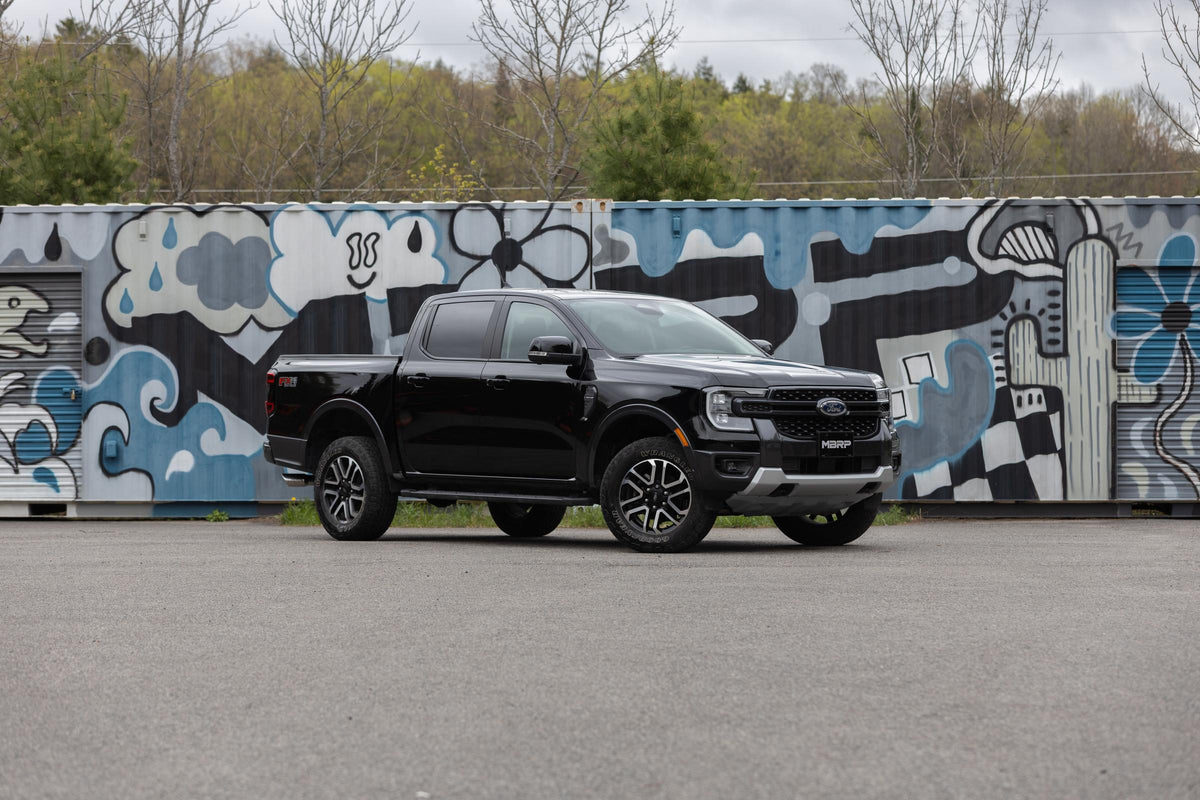 2024-Up Ford Ranger 2.3L Ecoboost Armor BLK Black-Coated Aluminized Steel 3-Inch Cat-Back Single Side Exit with Black Tip MBRP