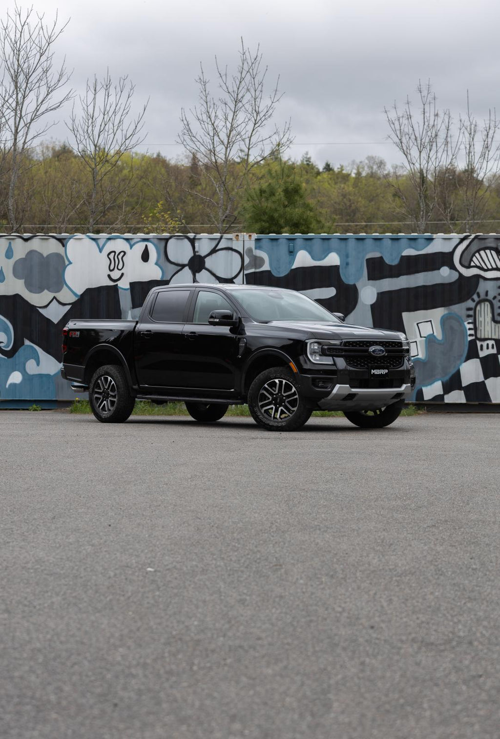 2024-Up Ford Ranger 2.3L Ecoboost Armor BLK Black-Coated Aluminized Steel 3-Inch Cat-Back Single Side Exit with Black Tip MBRP