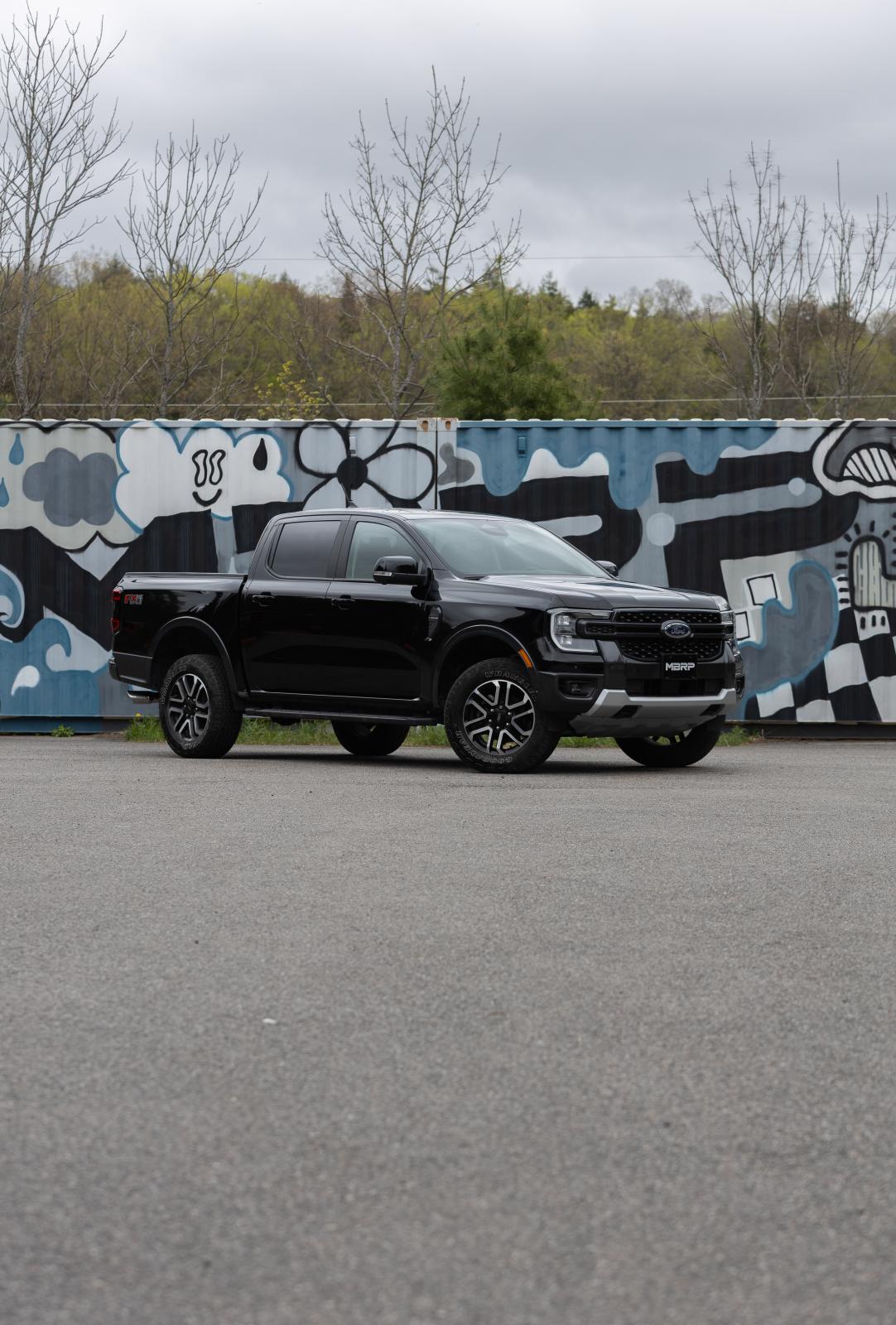 2024-Up Ford Ranger 2.3L Ecoboost Armor BLK Black-Coated Aluminized Steel 3-Inch Cat-Back Single Side Exit with Black Tip MBRP