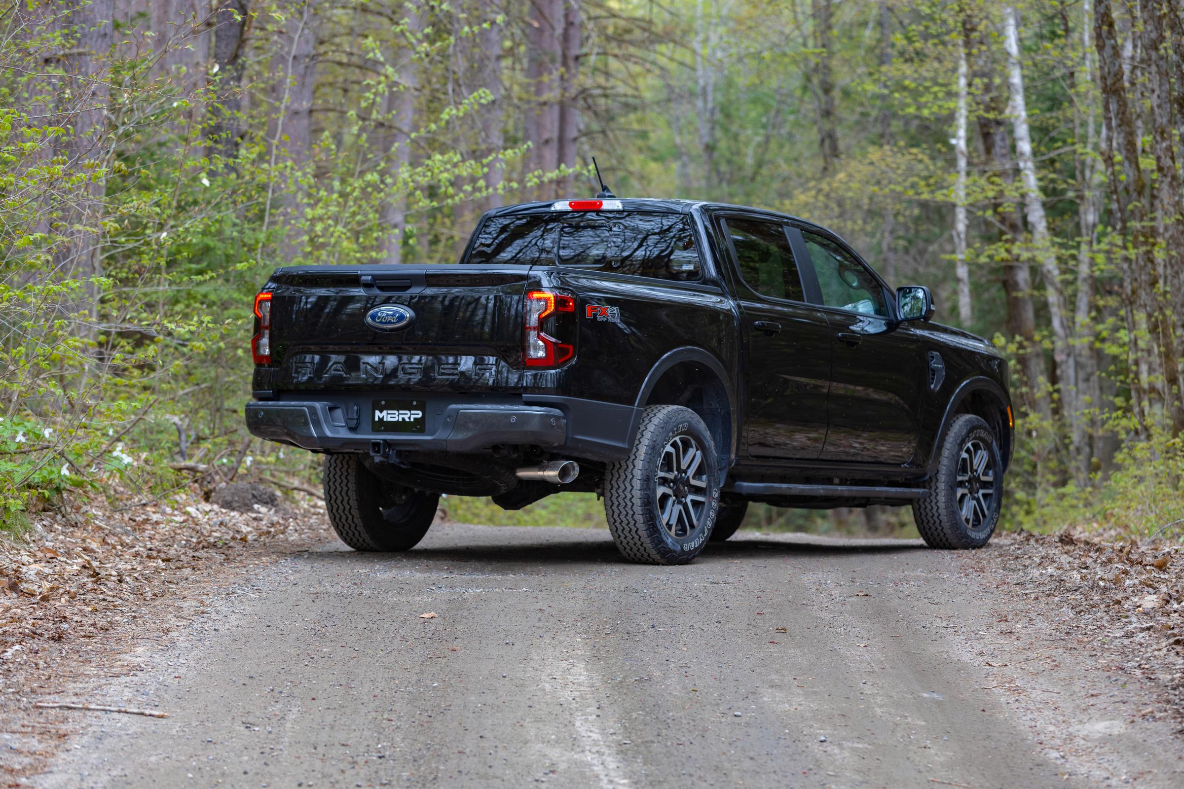 2024-Up Ford Ranger 2.3L Ecoboost Armor BLK Black-Coated Aluminized Steel 3-Inch Cat-Back Single Side Exit with Black Tip MBRP