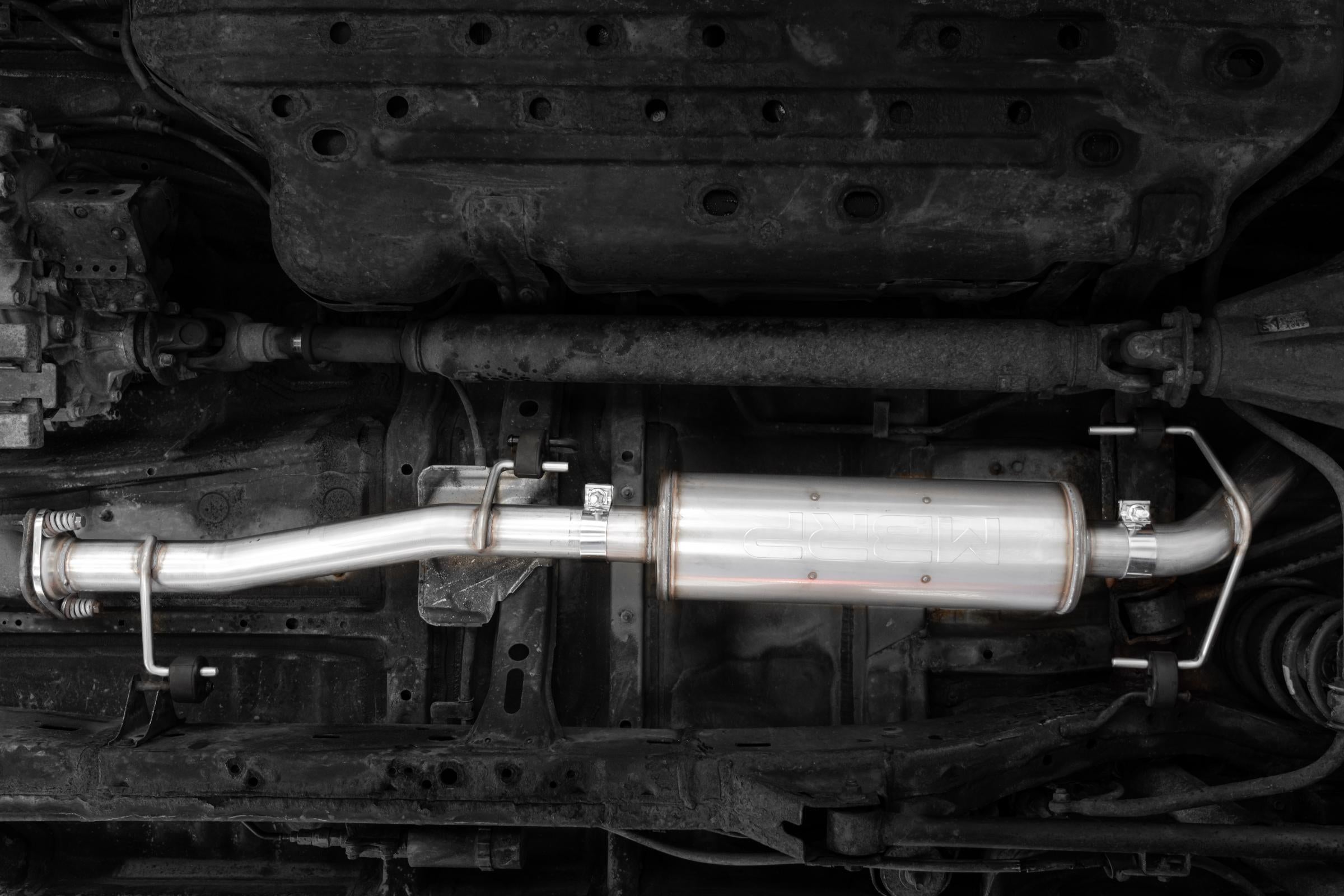 03-24 Toyota 4Runner 11-16 Toyota Land Cruiser Prado Armor Lite Aluminized Steel 2.5 Inch Cat-Back High Clearance Turn Down Single Rear Exit MBRP Exhaust System