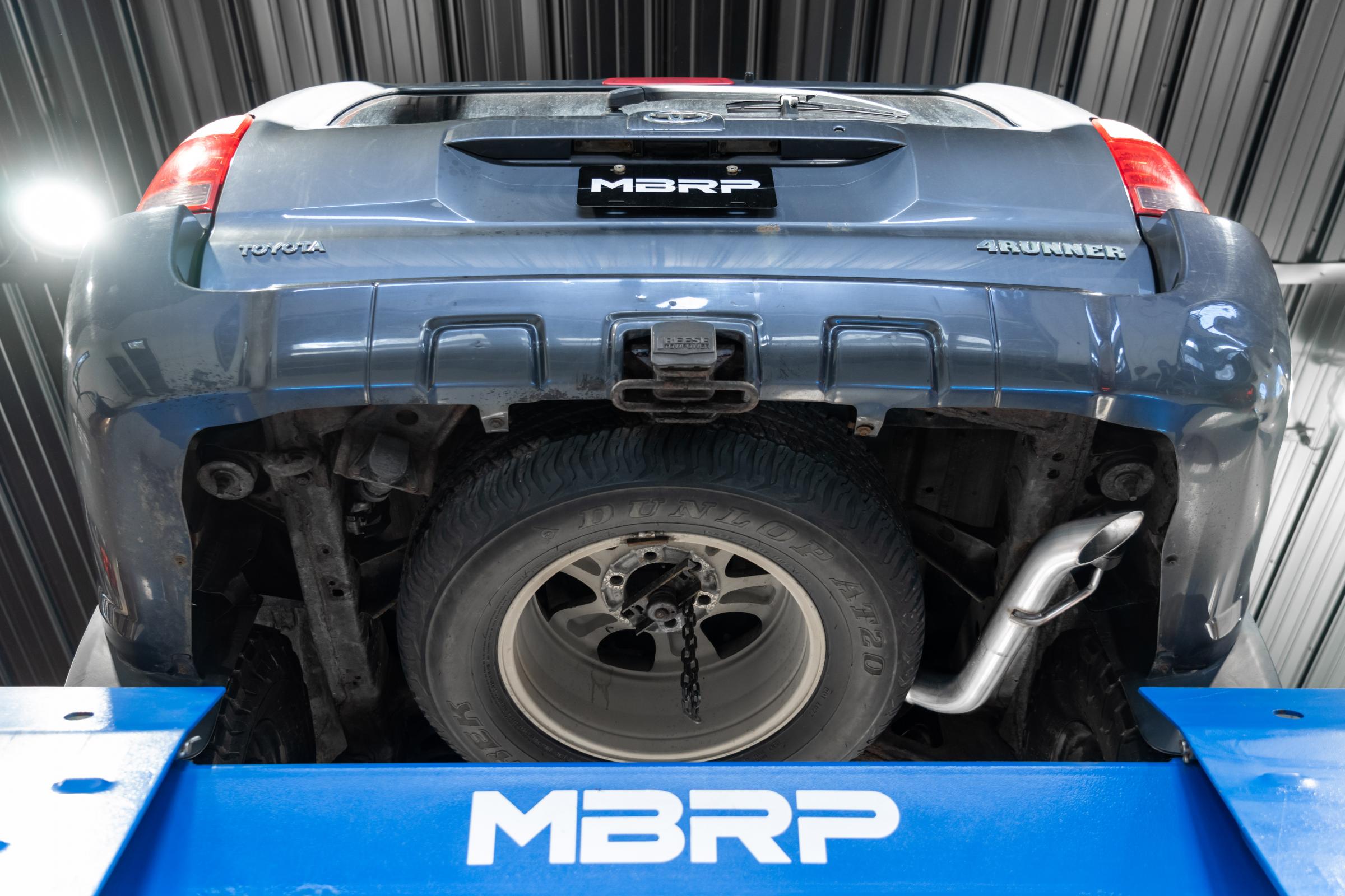 03-24 Toyota 4Runner 11-16 Toyota Land Cruiser Prado Armor Lite Aluminized Steel 2.5 Inch Cat-Back High Clearance Turn Down Single Rear Exit MBRP Exhaust System