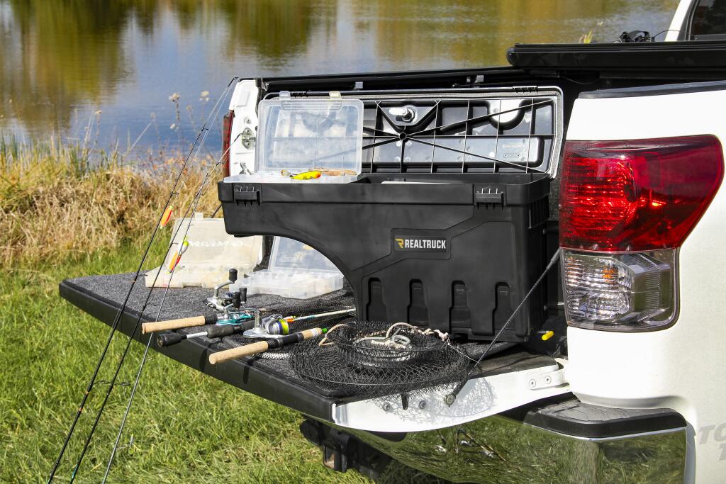 Truck Bed Storage Box Swing Case 1999-2014 Ford F-150 Styleside Passenger Side Black Smooth Will Not Fit 2000-2004 Heritage SuperCrew UnderCover