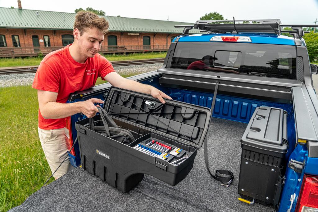 Truck Bed Storage Box Swing Case 2022-2026 Ford Maverick Passenger Side Black Smooth UnderCover