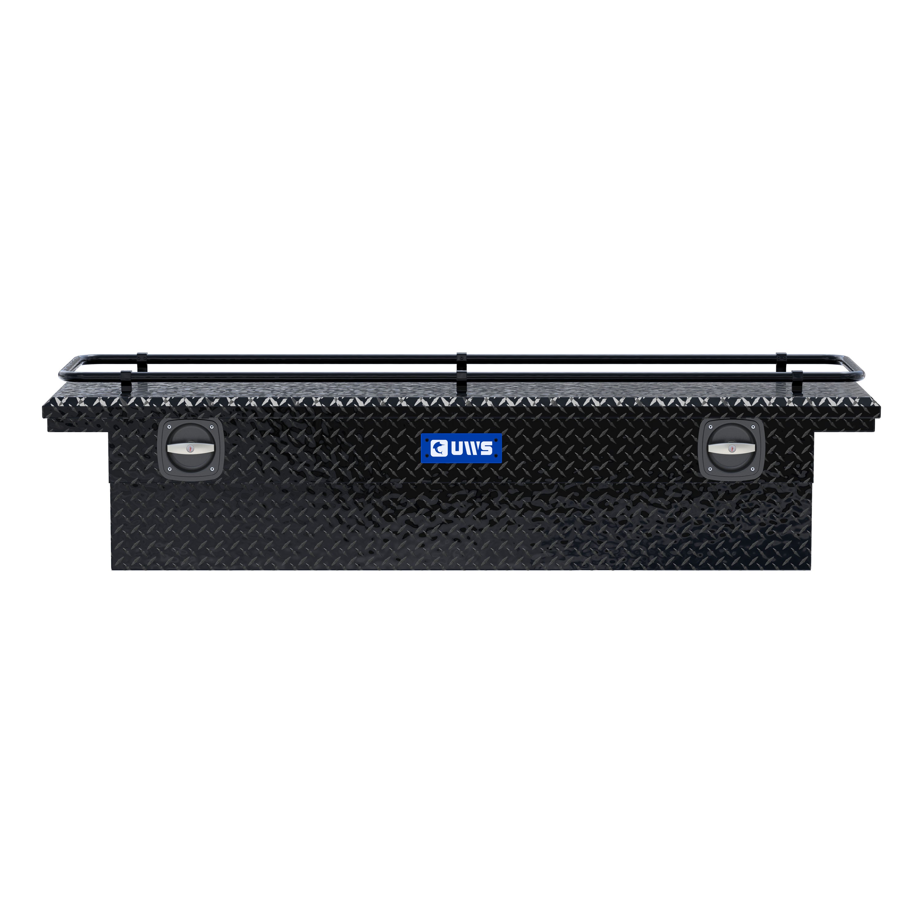 UWS SL-69-LP-BLK-R Gloss Black Aluminum 69" Secure Lock Crossover Truck Tool Box, Low Profile, Rail