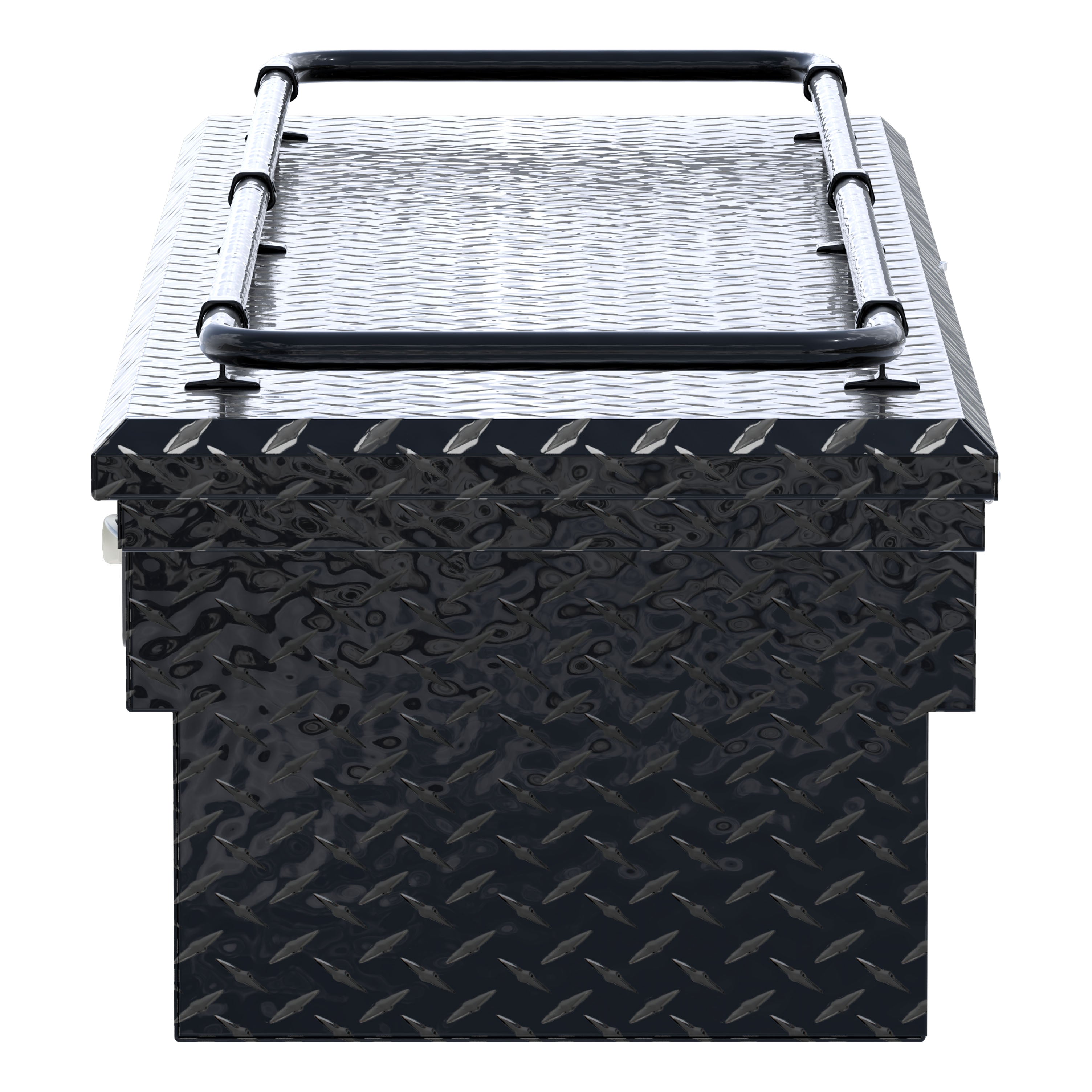 UWS SL-69-LP-BLK-R Gloss Black Aluminum 69" Secure Lock Crossover Truck Tool Box, Low Profile, Rail