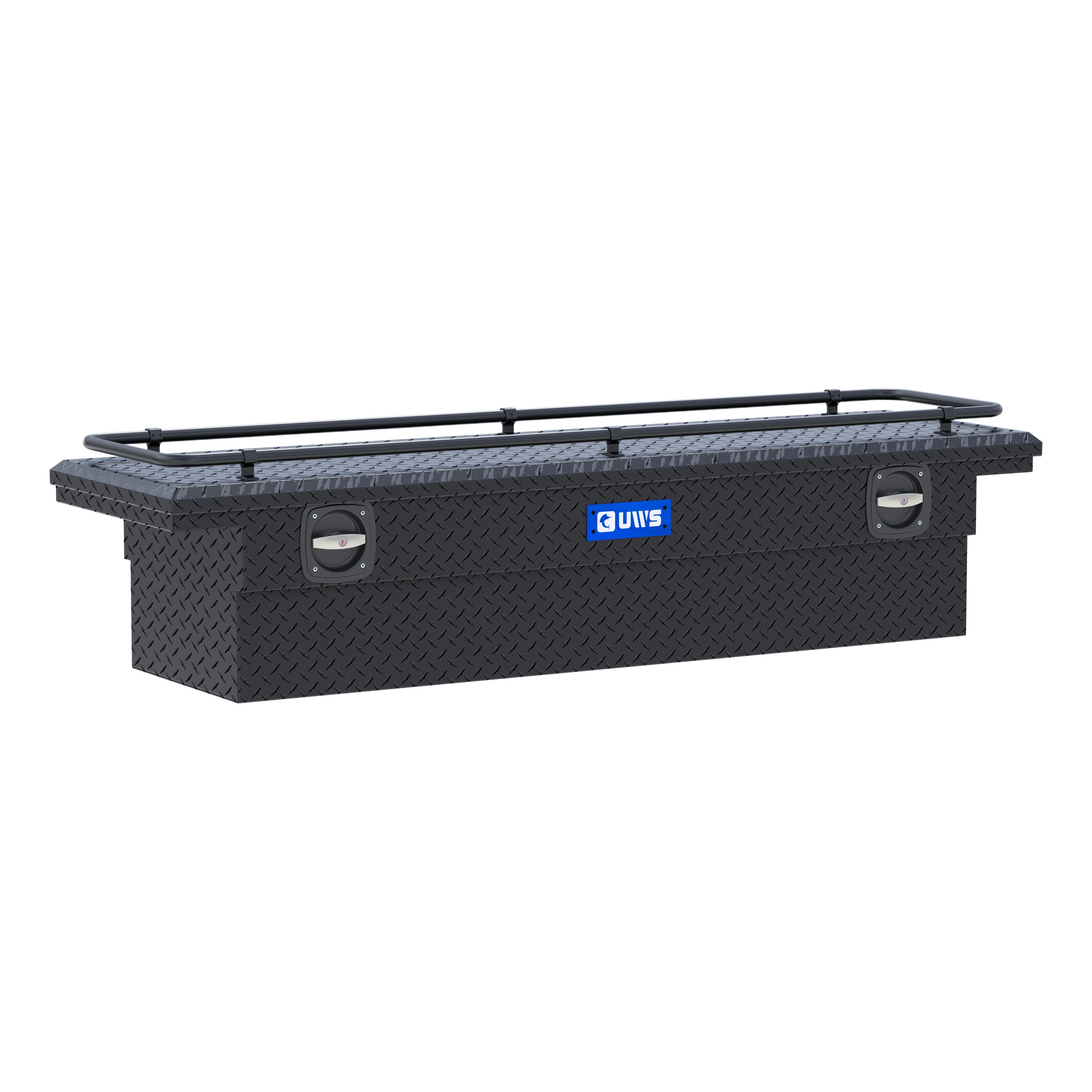 UWS SL-69-LP-MB-R Matte Black Aluminum 69" Secure Lock Crossover Truck Tool Box, Low Profile, Rail