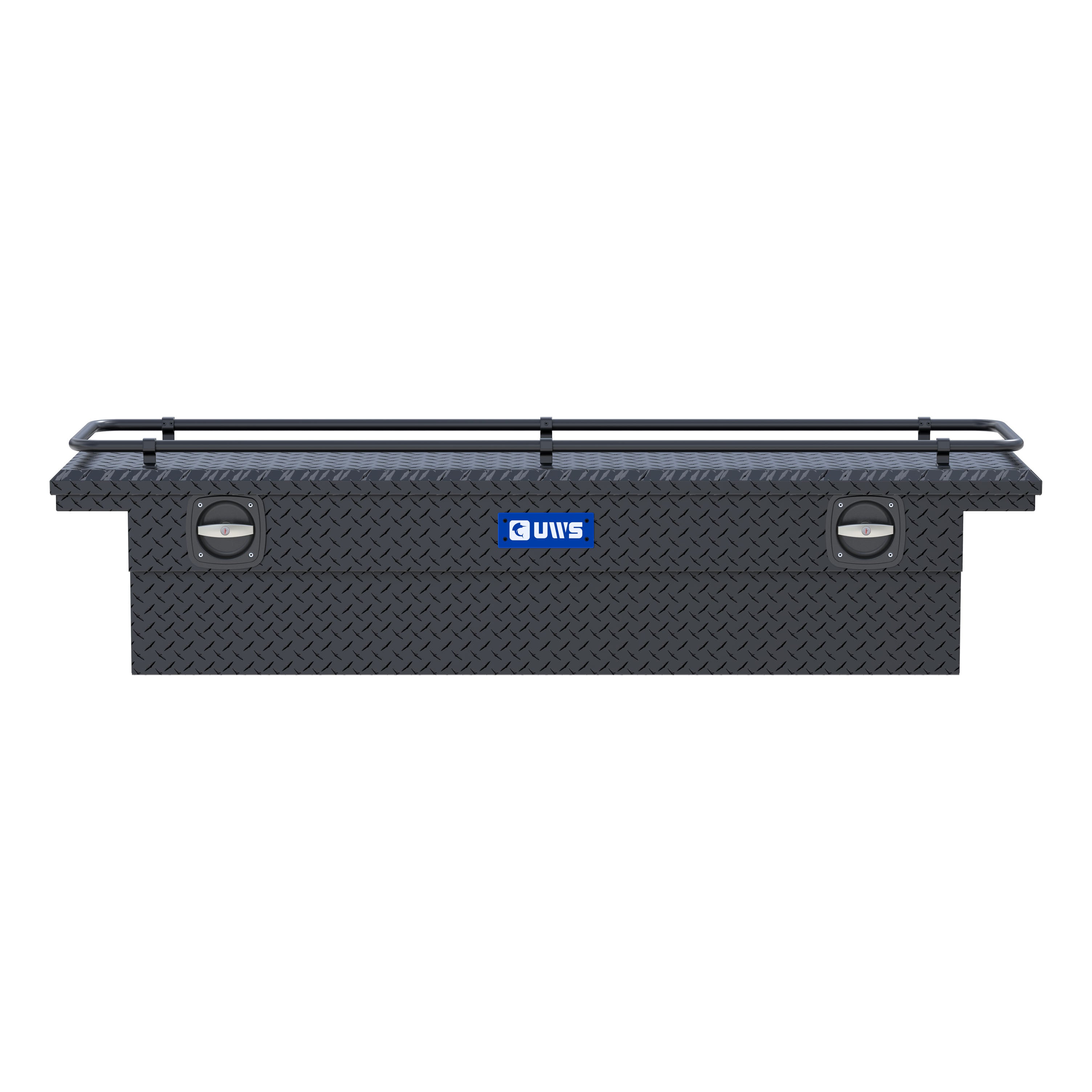 UWS SL-69-LP-MB-R Matte Black Aluminum 69" Secure Lock Crossover Truck Tool Box, Low Profile, Rail