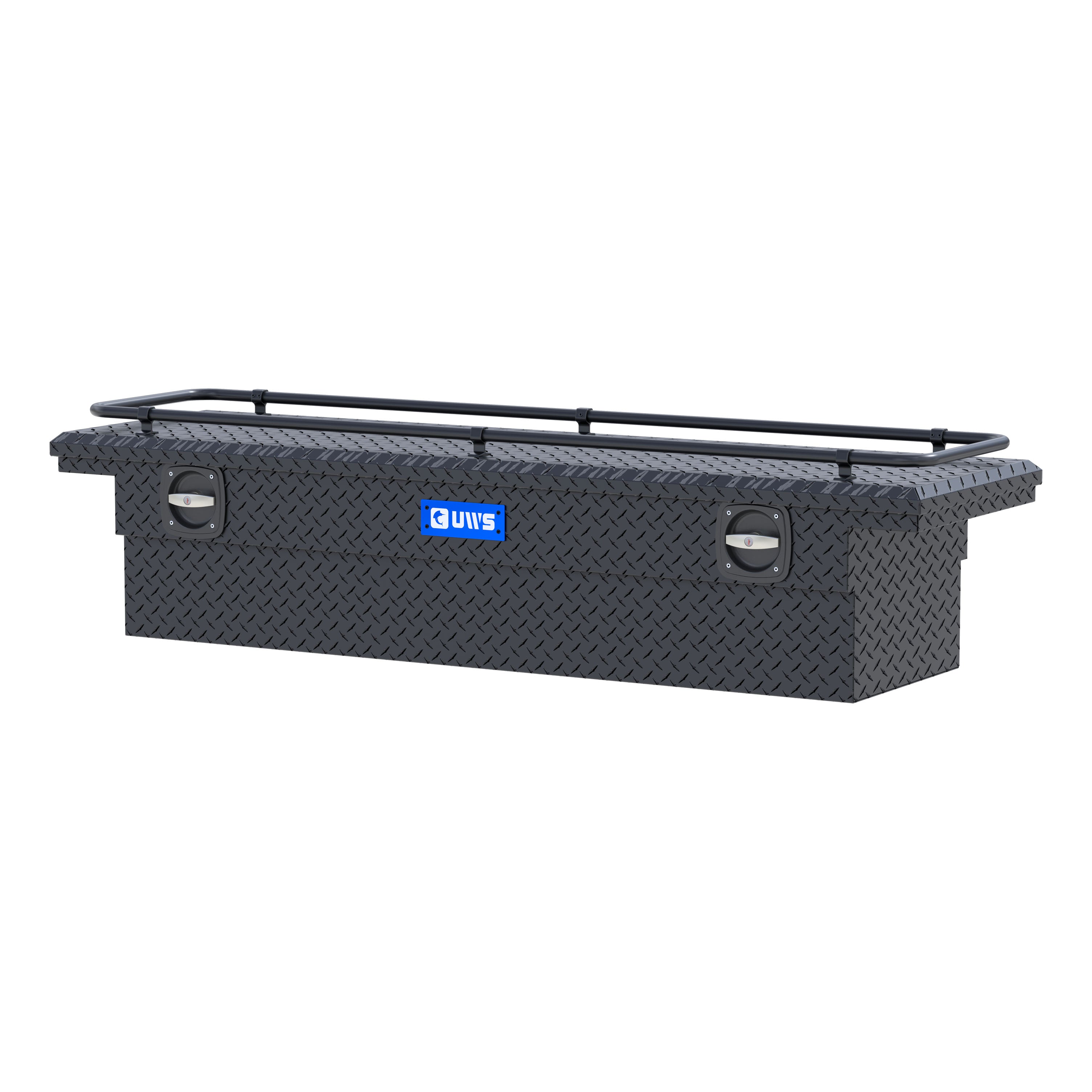 UWS SL-69-LP-MB-R Matte Black Aluminum 69" Secure Lock Crossover Truck Tool Box, Low Profile, Rail