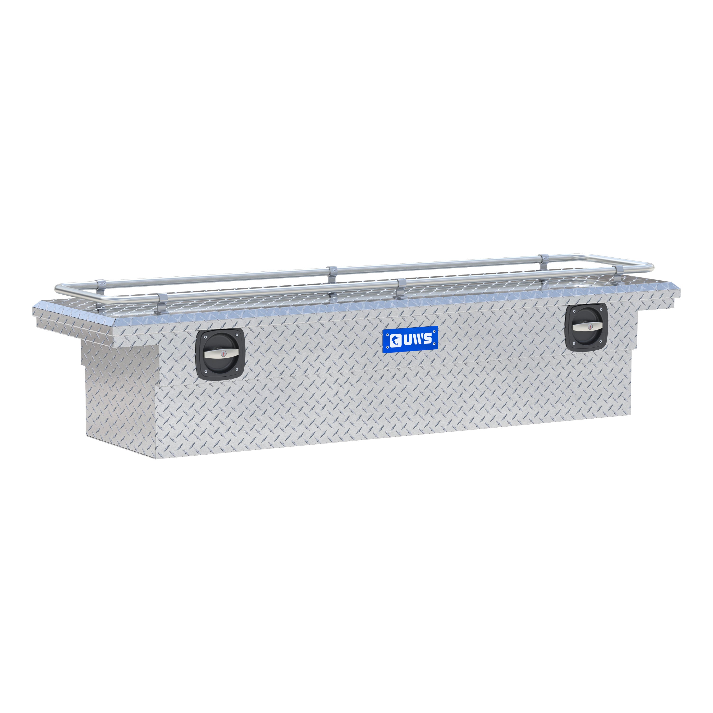 UWS SL-69-LP-R Bright Aluminum 69" Secure Lock Crossover Truck Tool Box with Low Profile & Rail