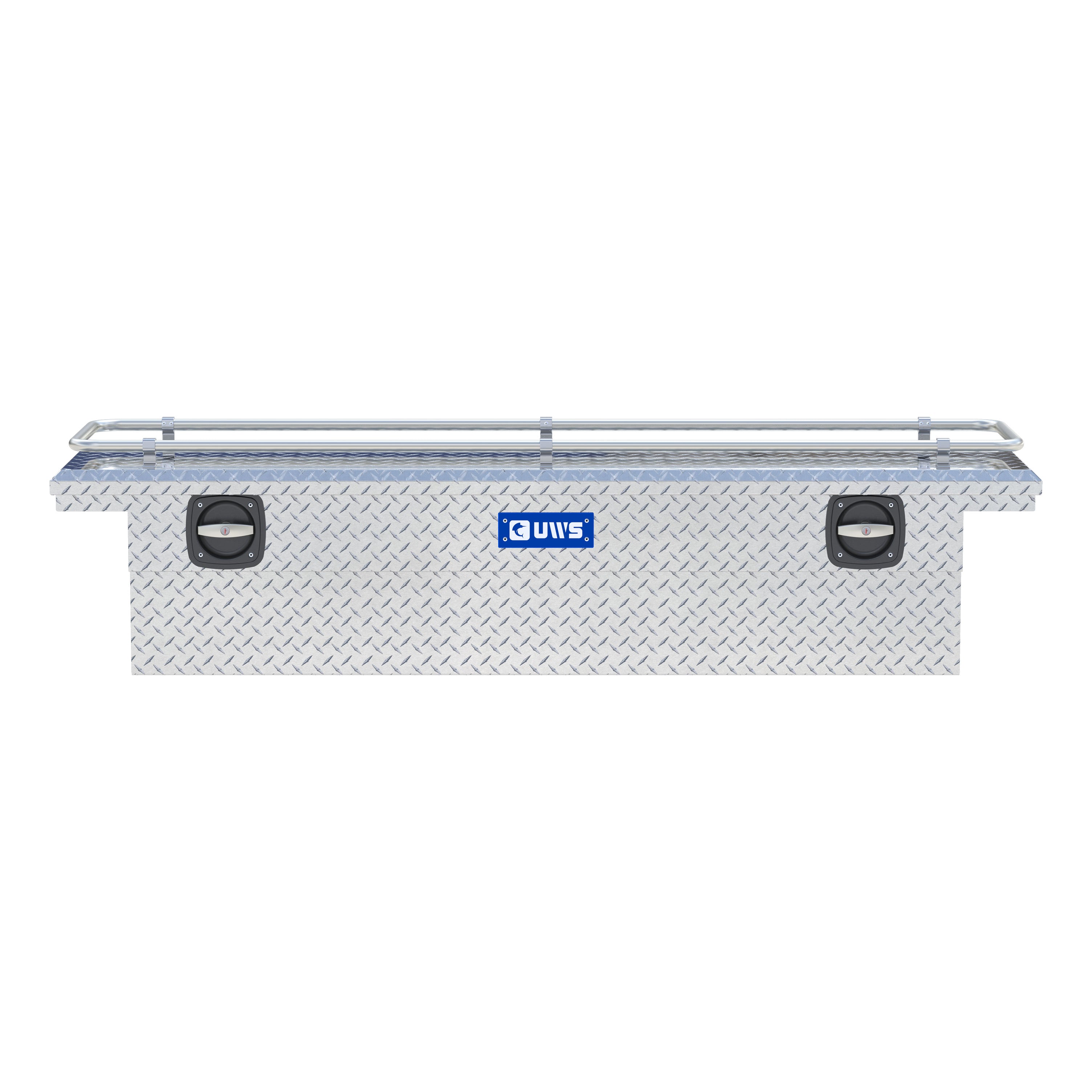 UWS SL-69-LP-R Bright Aluminum 69" Secure Lock Crossover Truck Tool Box with Low Profile & Rail