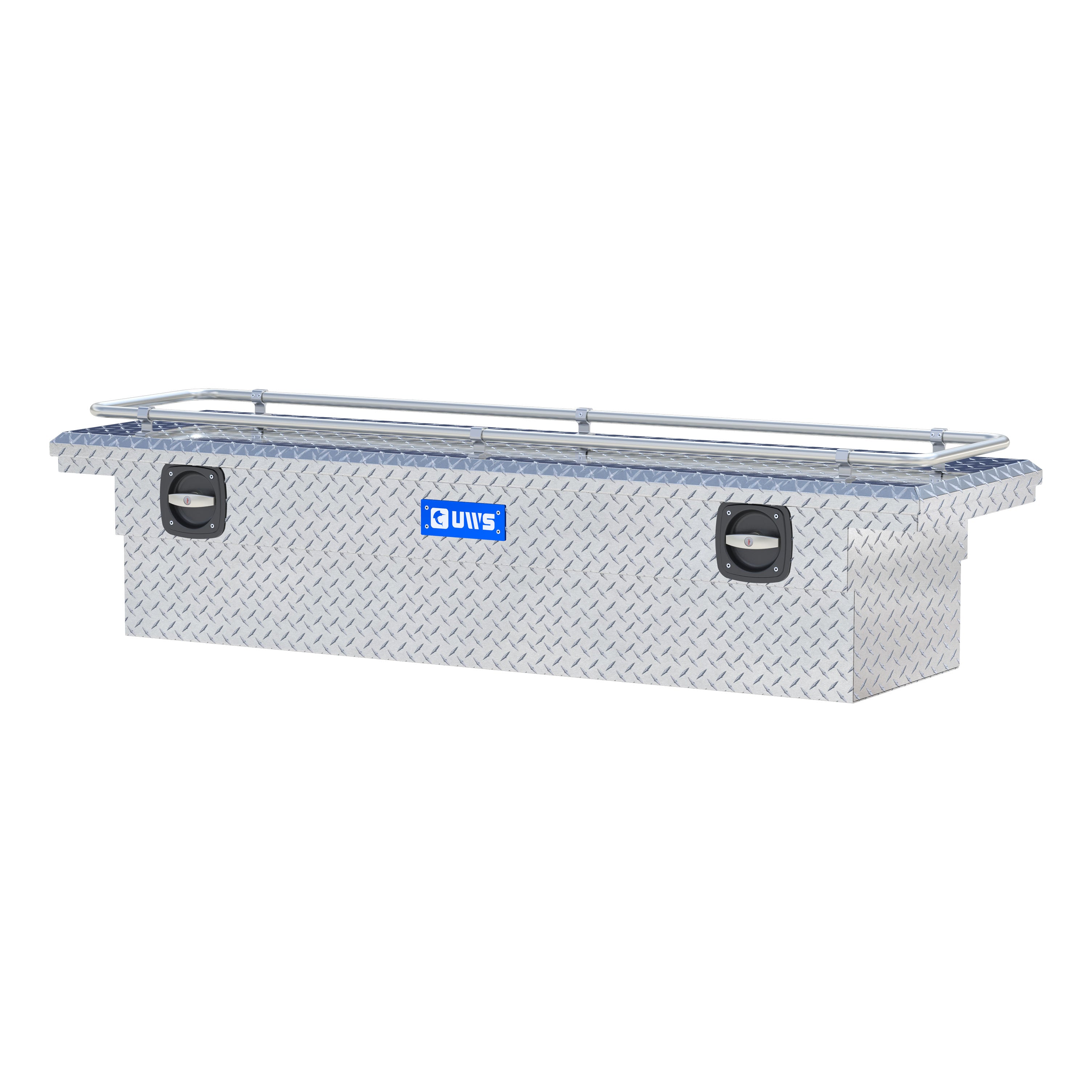 UWS SL-69-LP-R Bright Aluminum 69" Secure Lock Crossover Truck Tool Box with Low Profile & Rail