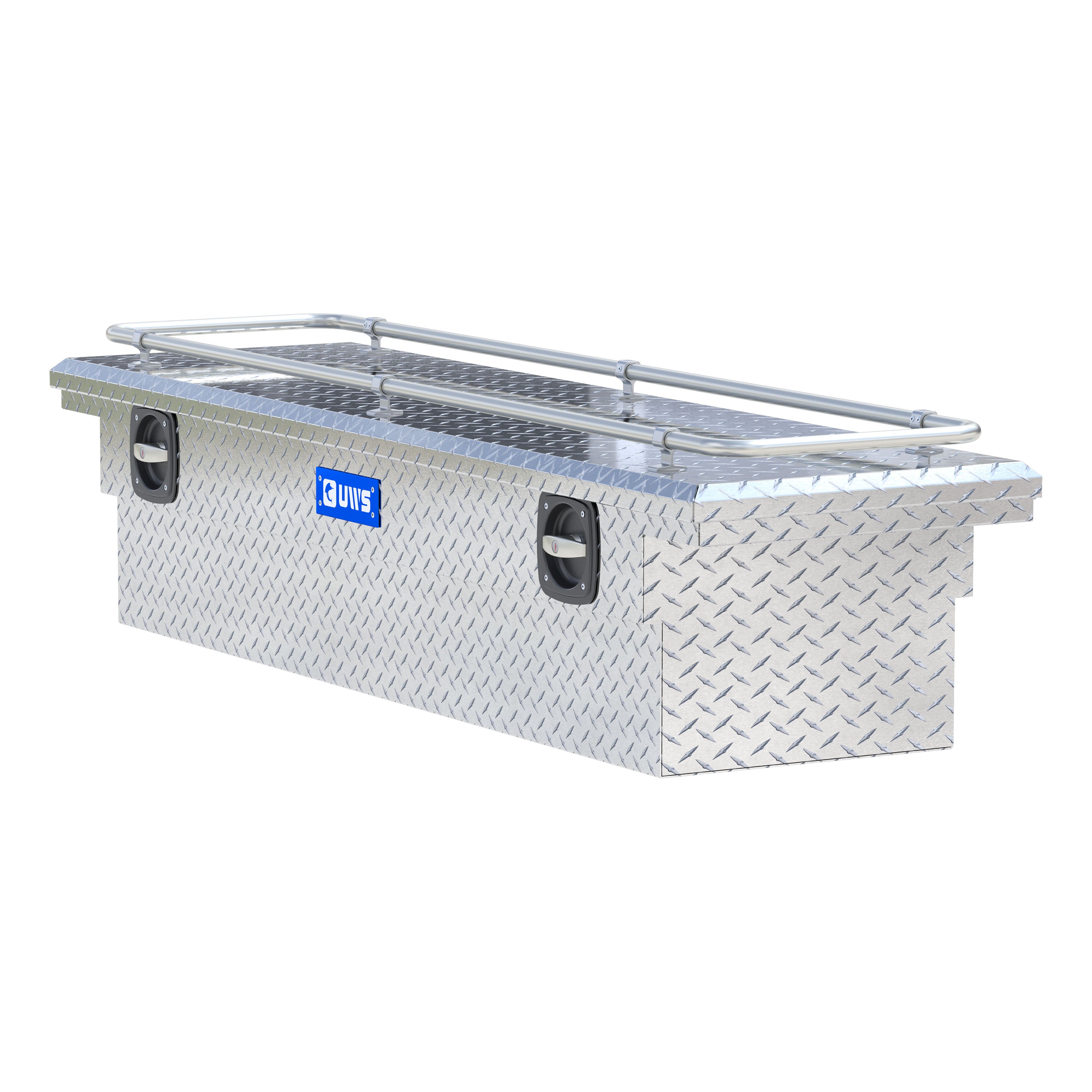 UWS SL-69-LP-R Bright Aluminum 69" Secure Lock Crossover Truck Tool Box with Low Profile & Rail