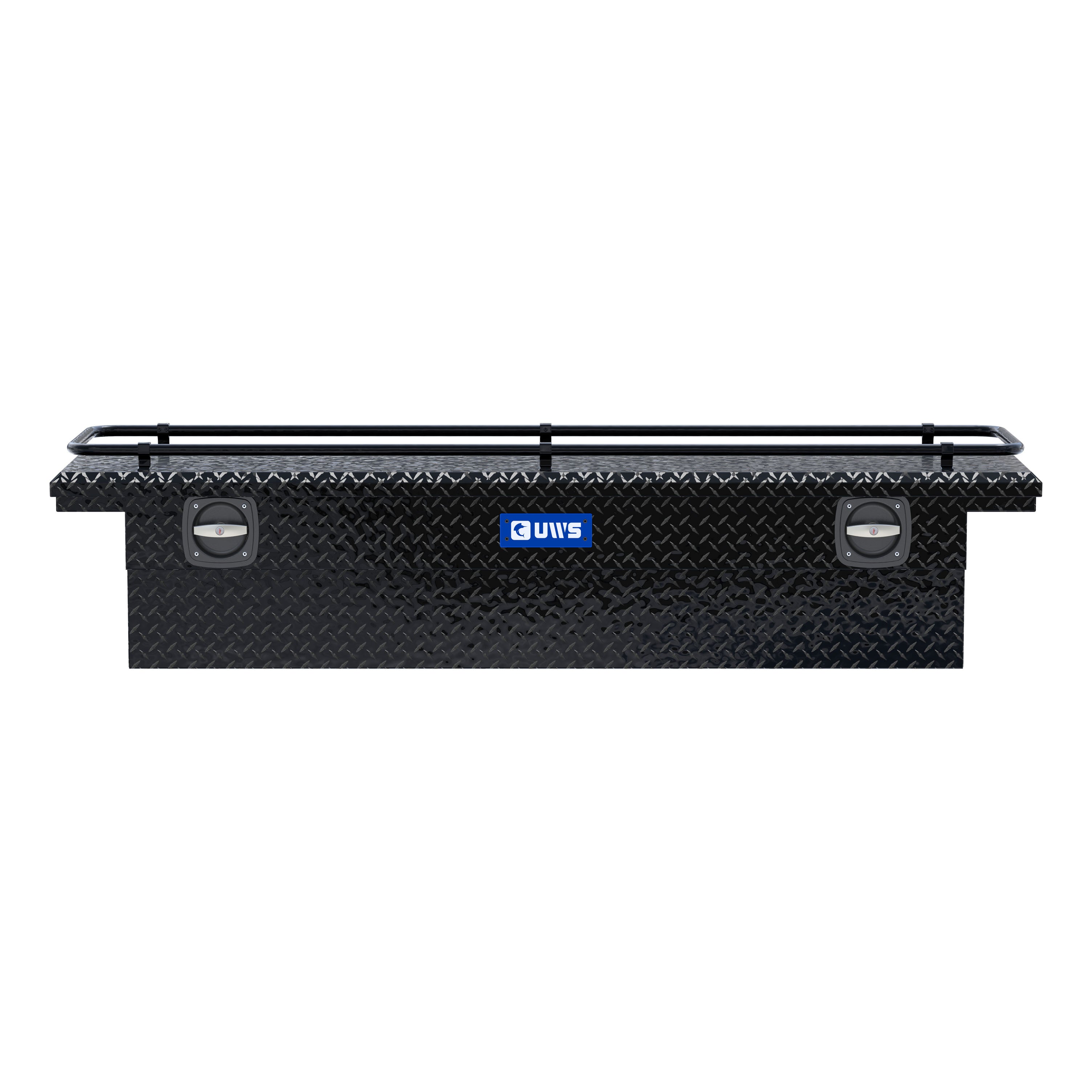 UWS SL-72-LP-BLK-R Gloss Black Aluminum 72" Secure Lock Crossover Truck Tool Box, Low Profile, Rail