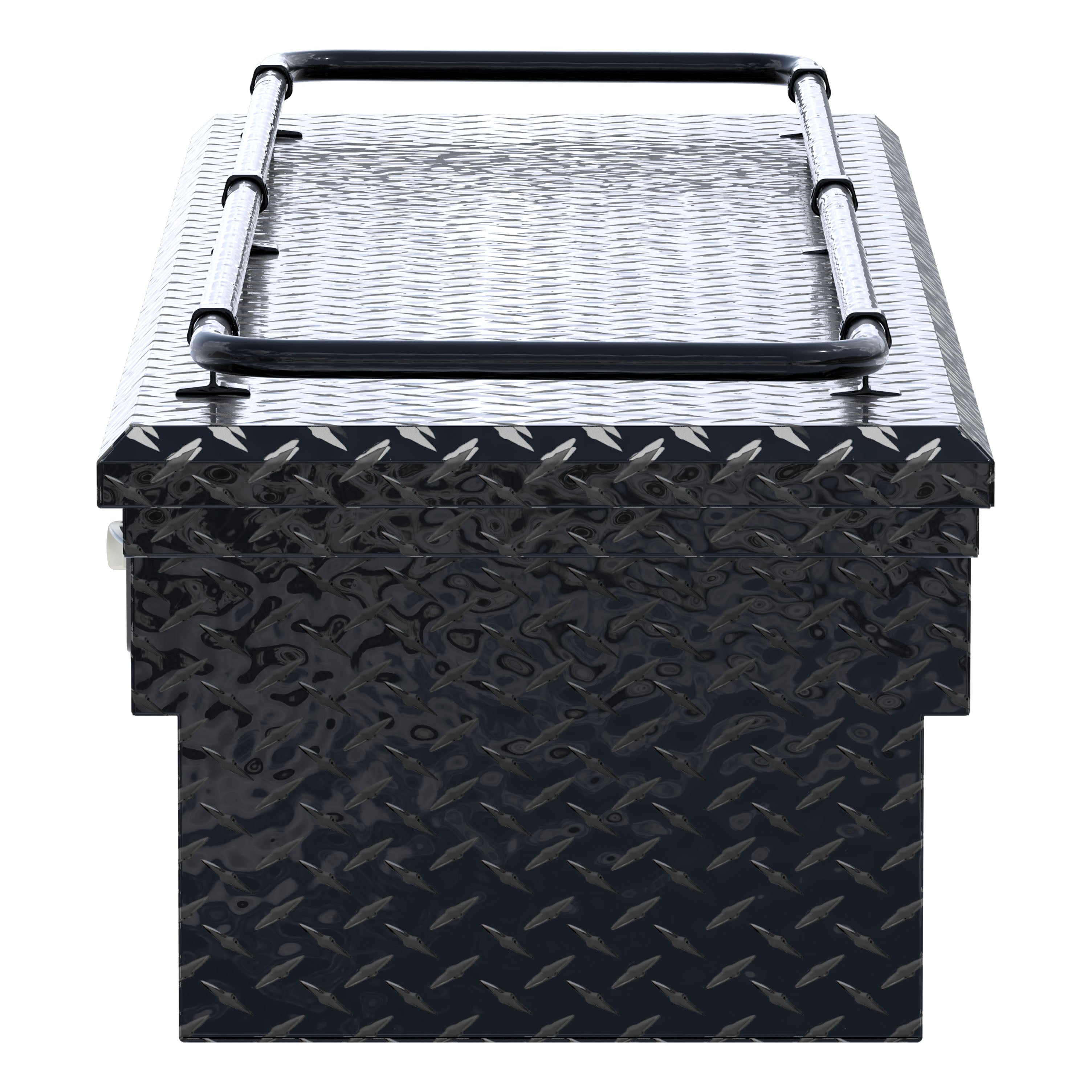 UWS SL-72-LP-BLK-R Gloss Black Aluminum 72" Secure Lock Crossover Truck Tool Box, Low Profile, Rail