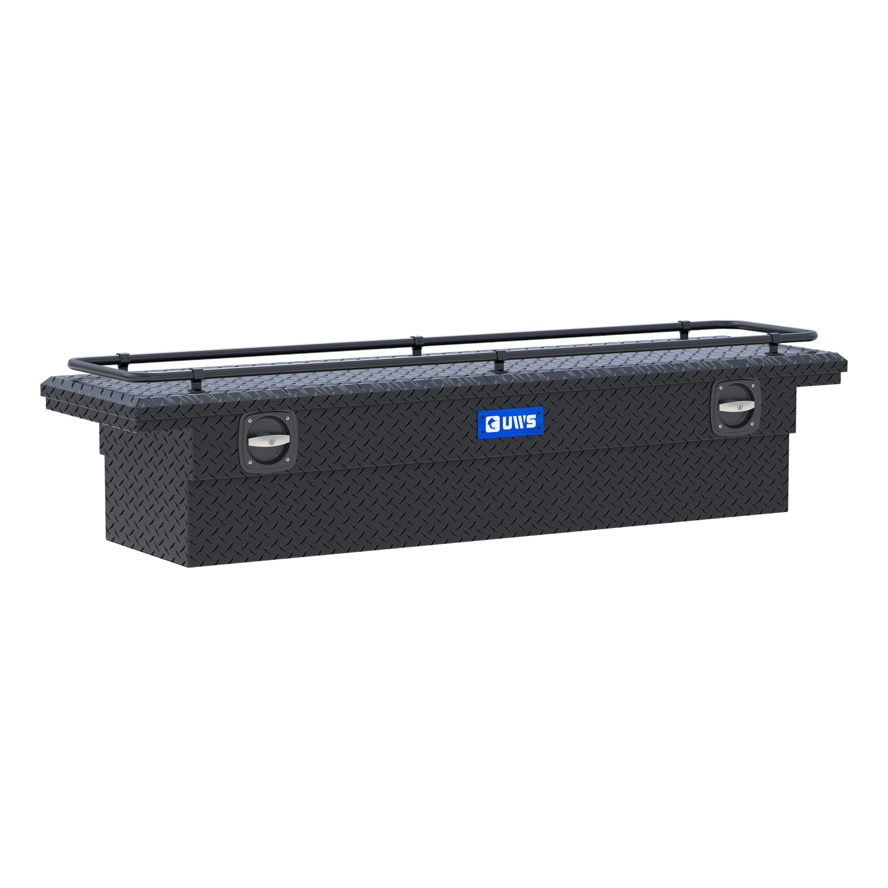 UWS SL-72-LP-MB-R Matte Black Aluminum 72" Secure Lock Crossover Truck Tool Box, Low Profile, Rail