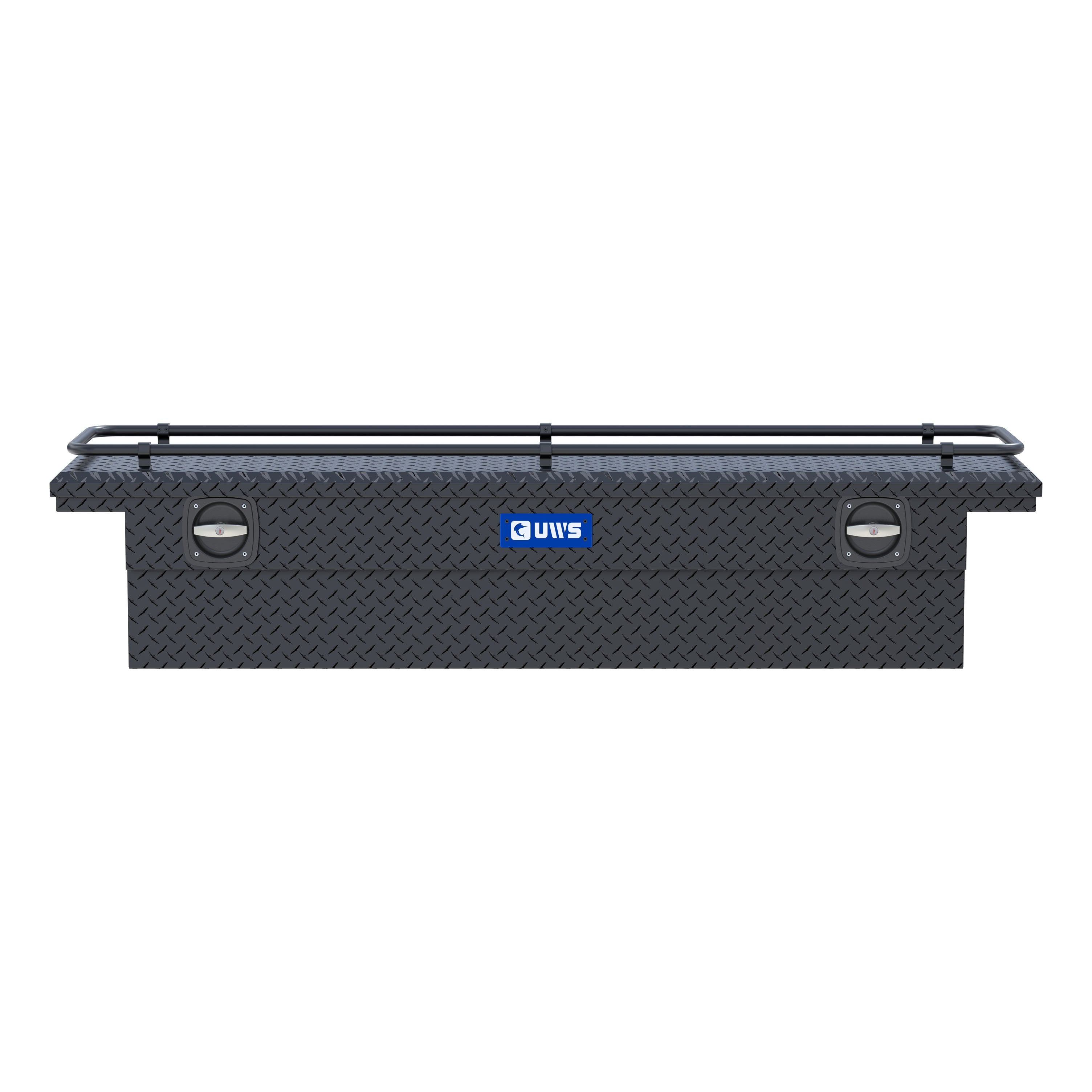 UWS SL-72-LP-MB-R Matte Black Aluminum 72" Secure Lock Crossover Truck Tool Box, Low Profile, Rail