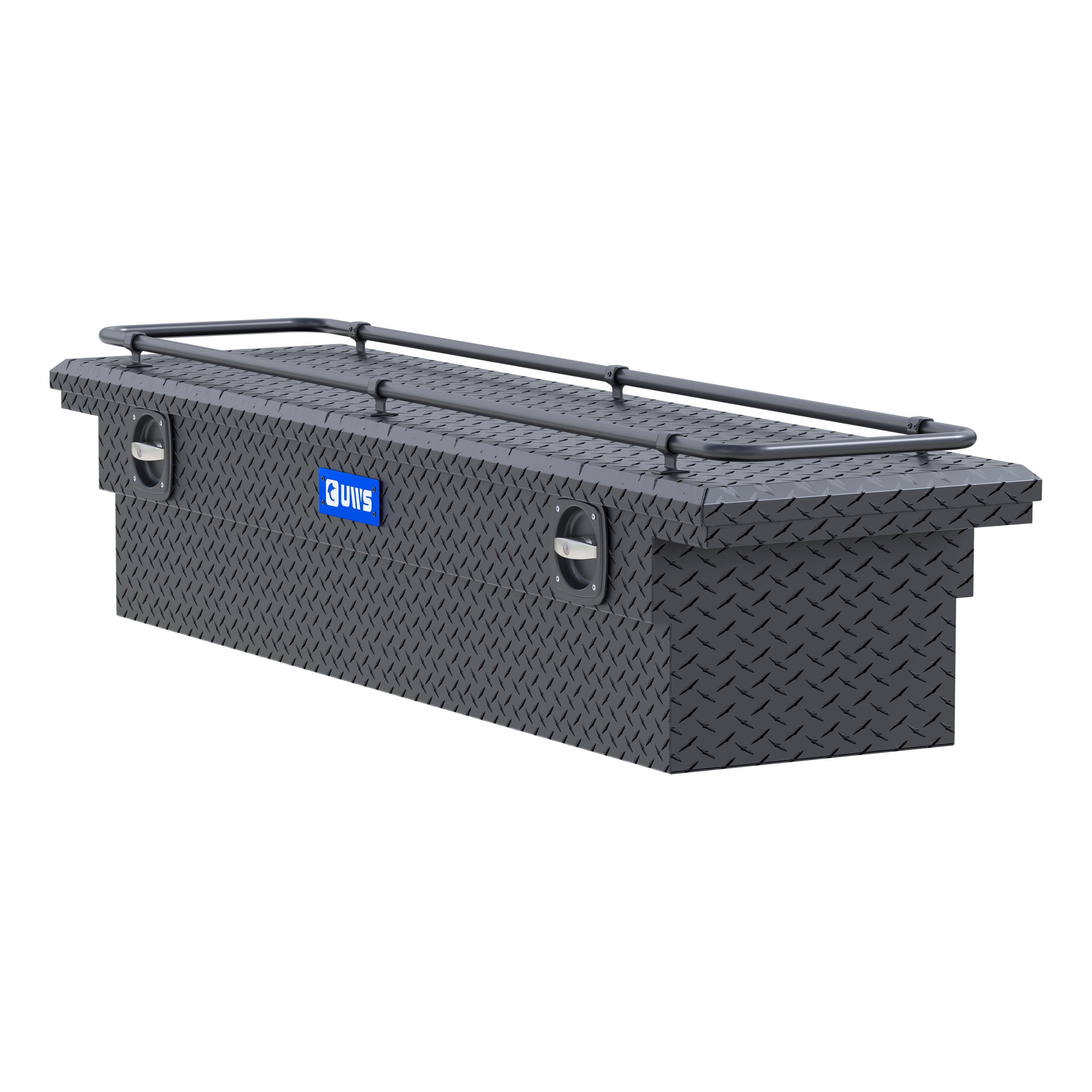 UWS SL-72-LP-MB-R Matte Black Aluminum 72" Secure Lock Crossover Truck Tool Box, Low Profile, Rail