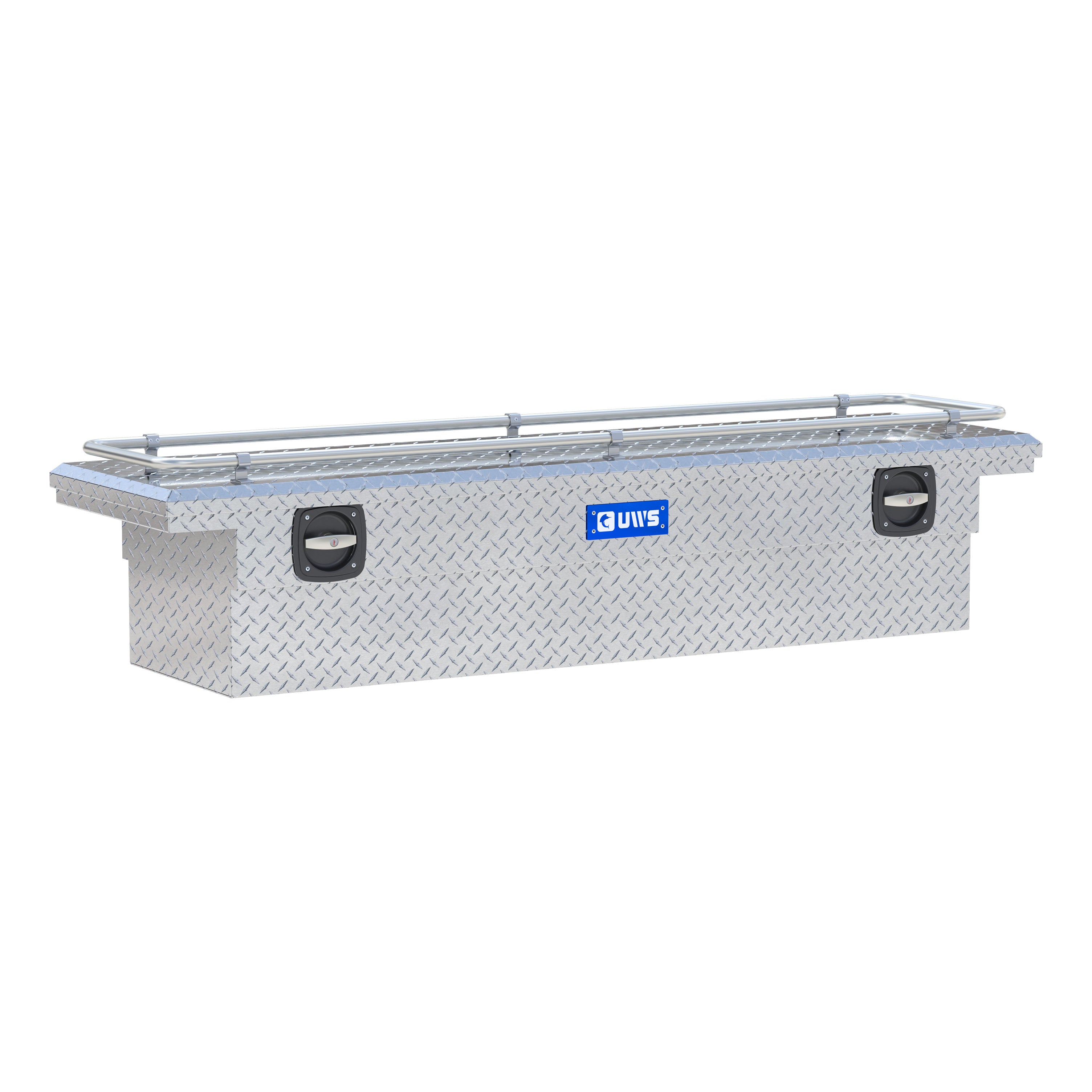 UWS SL-72-LP-R Bright Aluminum 72" Secure Lock Crossover Truck Tool Box with Low Profile & Rail