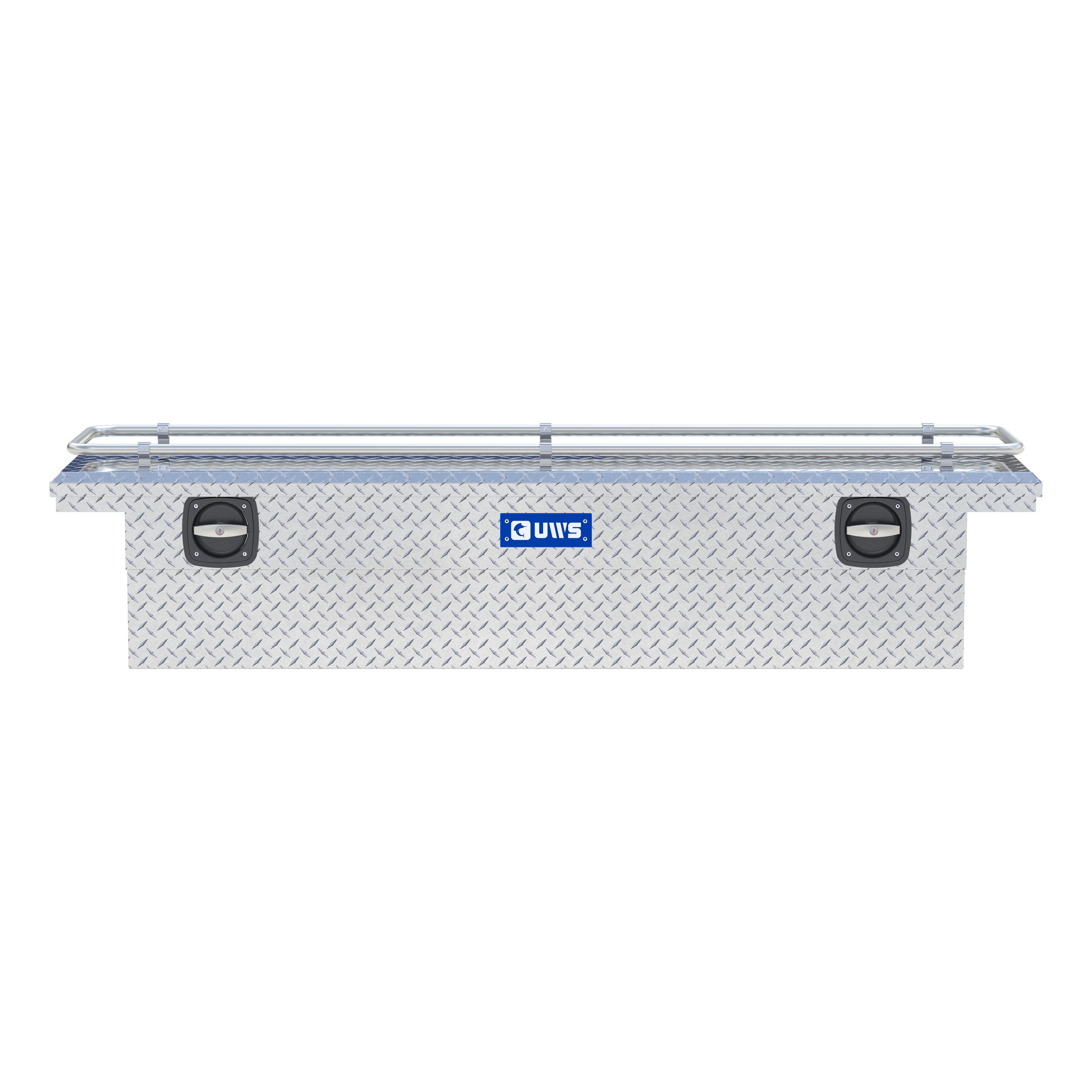 UWS SL-72-LP-R Bright Aluminum 72" Secure Lock Crossover Truck Tool Box with Low Profile & Rail