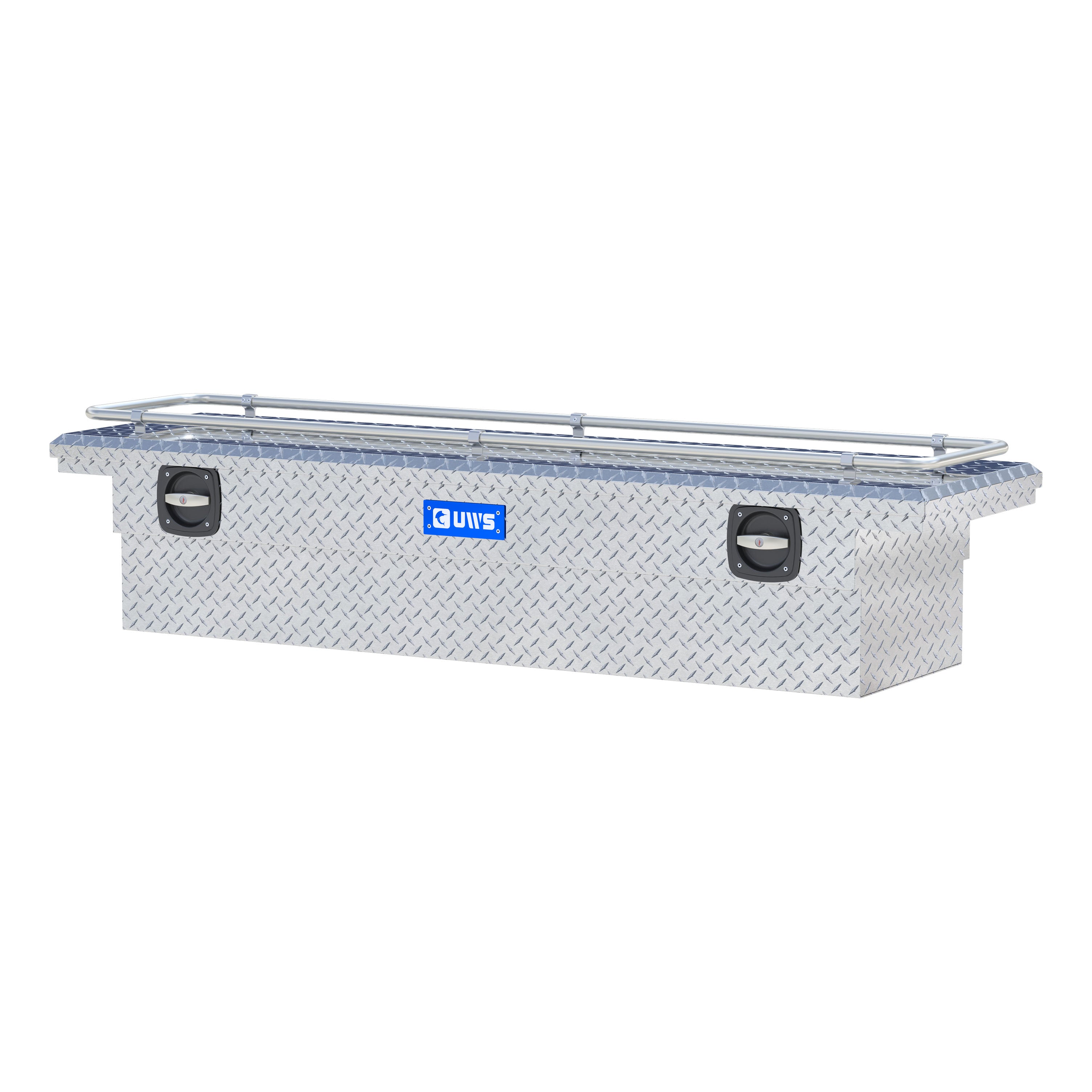 UWS SL-72-LP-R Bright Aluminum 72" Secure Lock Crossover Truck Tool Box with Low Profile & Rail