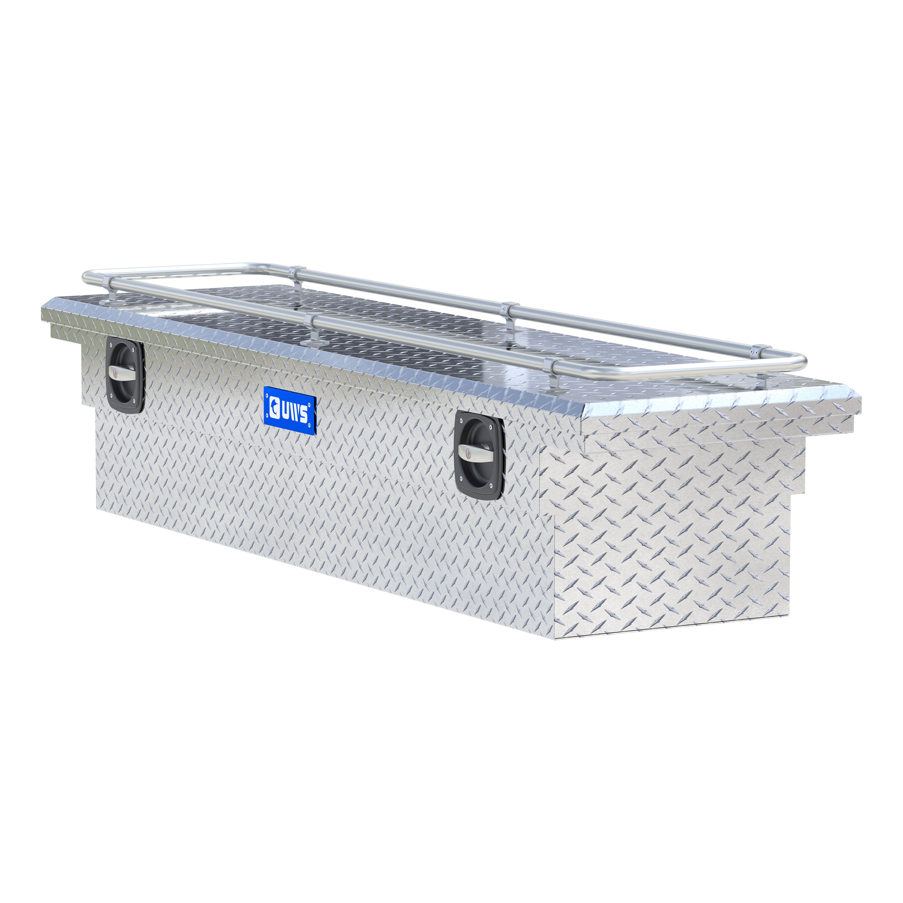 UWS SL-72-LP-R Bright Aluminum 72" Secure Lock Crossover Truck Tool Box with Low Profile & Rail