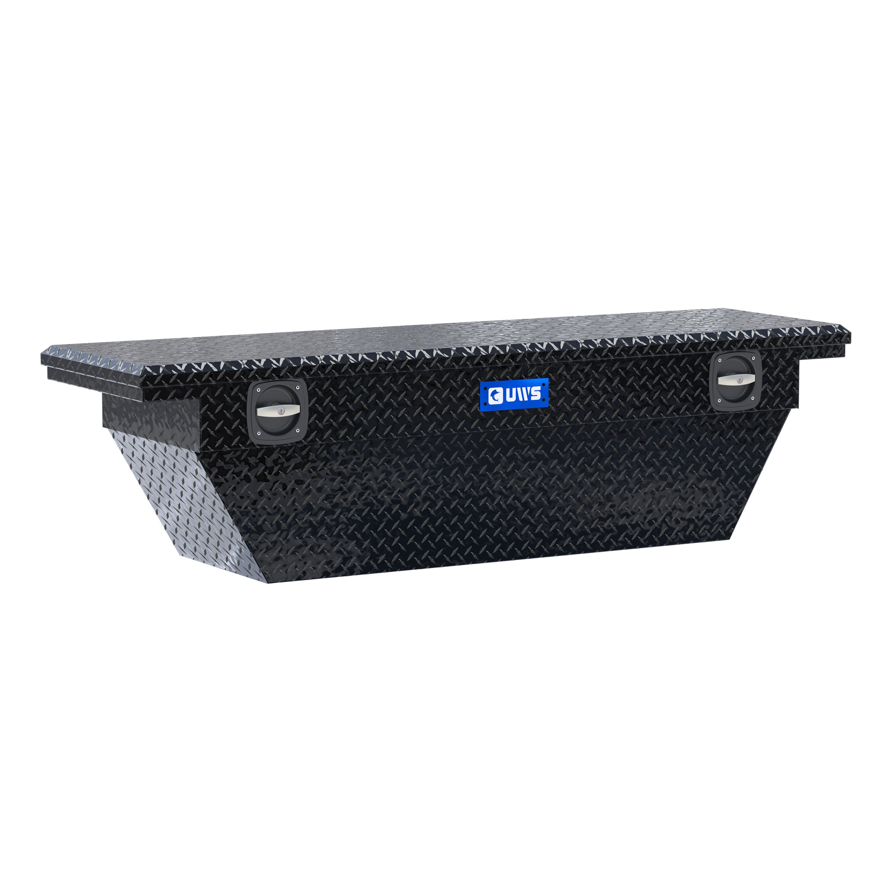 UWS SLD-69-A-LP-BLK Gloss Black Aluminum 69" Deep Angled Secure Lock Truck Tool Box with Low Profile