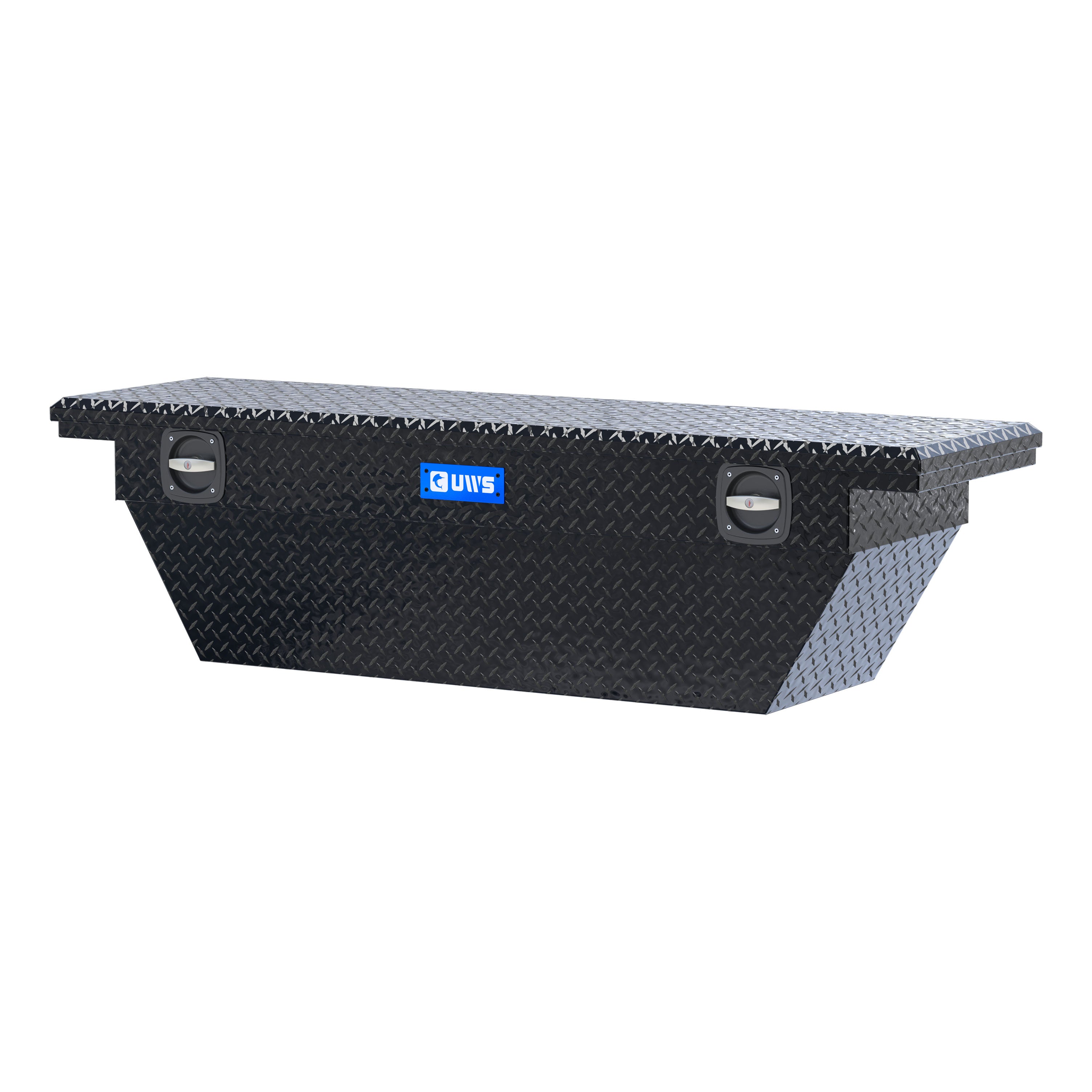 UWS SLD-69-A-LP-BLK Gloss Black Aluminum 69" Deep Angled Secure Lock Truck Tool Box with Low Profile