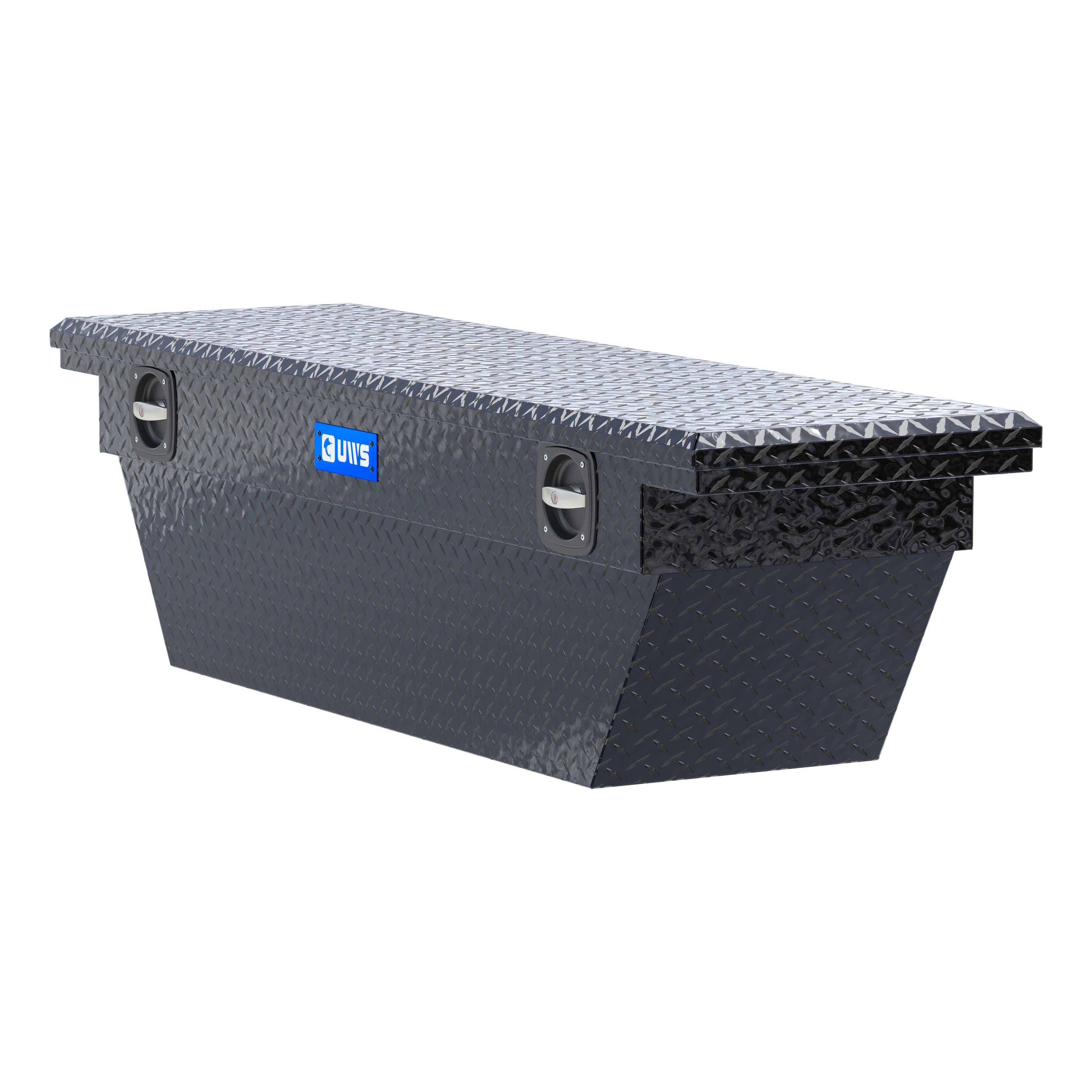 UWS SLD-69-A-LP-BLK Gloss Black Aluminum 69" Deep Angled Secure Lock Truck Tool Box with Low Profile